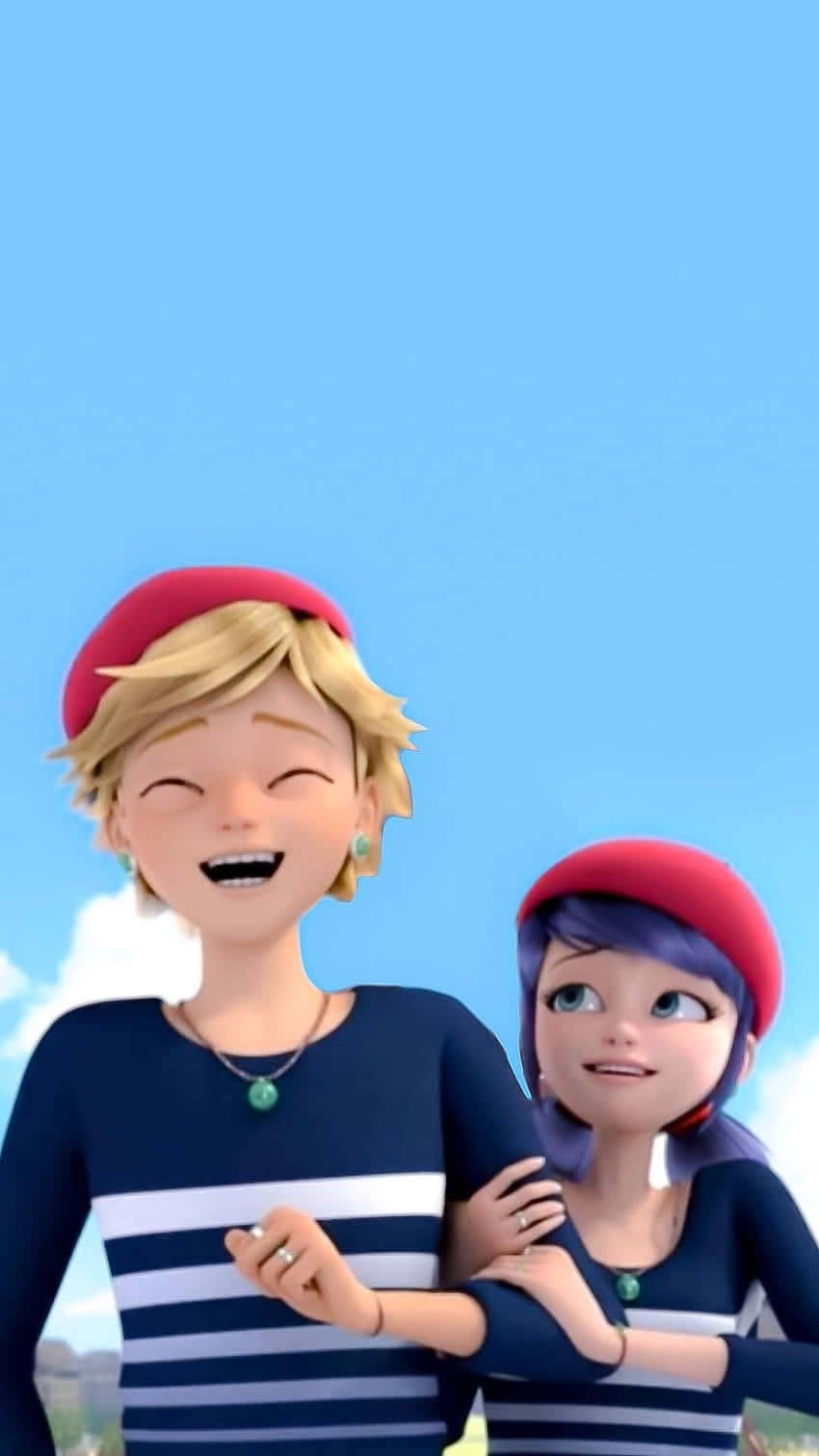 A Cartoon Couple In A Red Shirt And A Red Hat Wallpaper