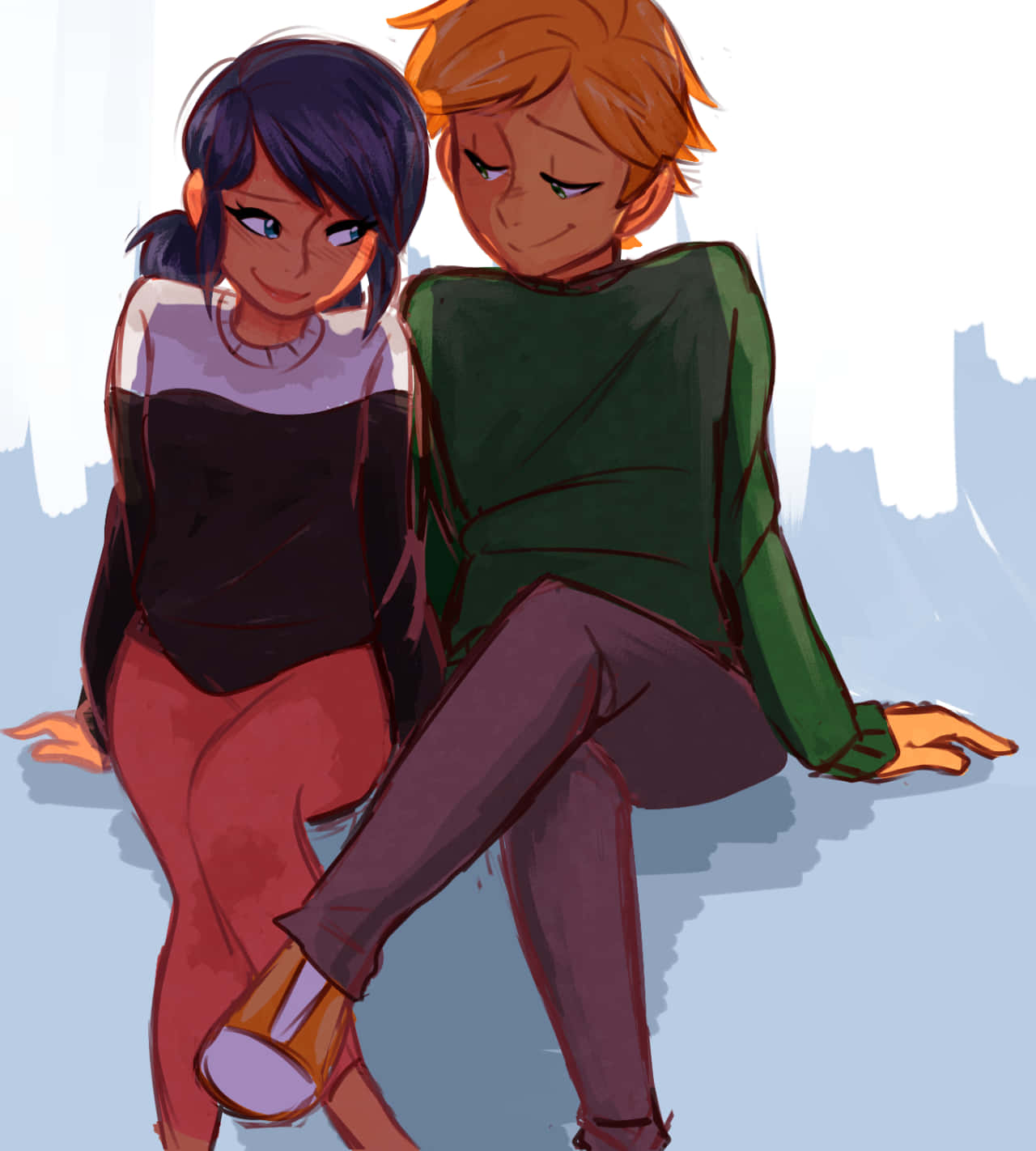 "The future superheroes, Marinette and Adrien" Wallpaper