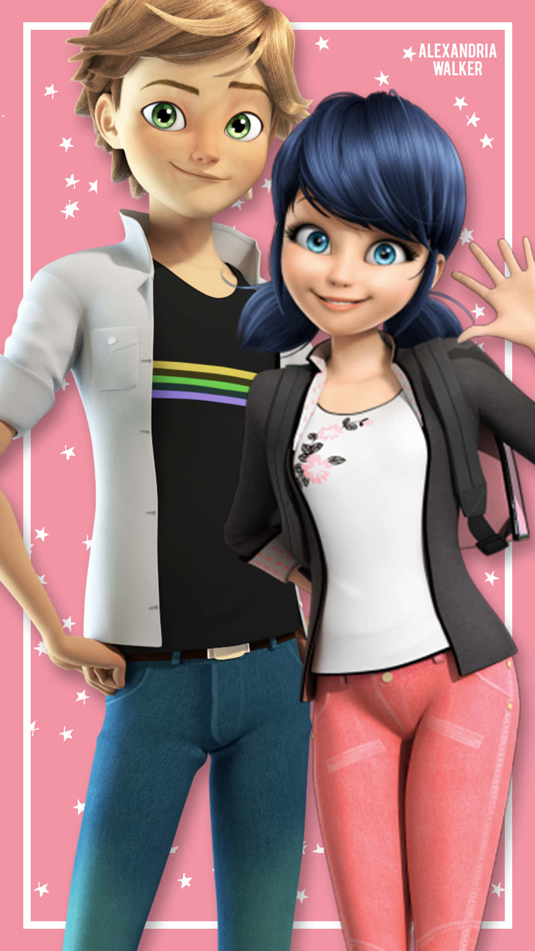 Marinette and Adrien, stars of the hit series "Miraculous Ladybug." Wallpaper