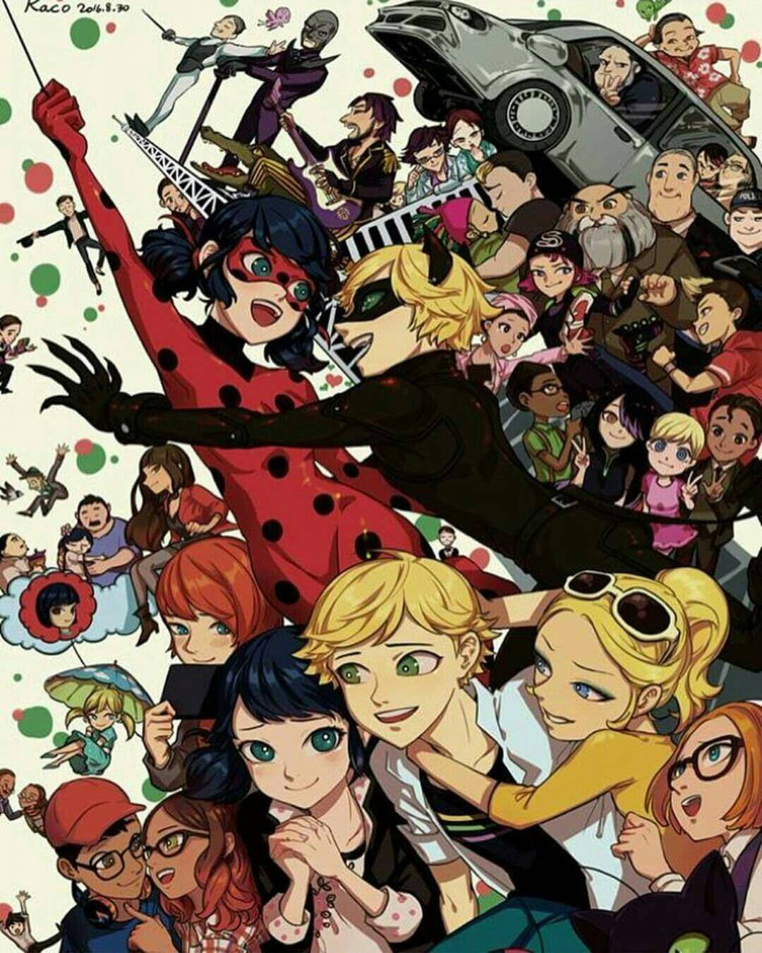 Marinette And Miraculous Ladybug Characters Wallpaper