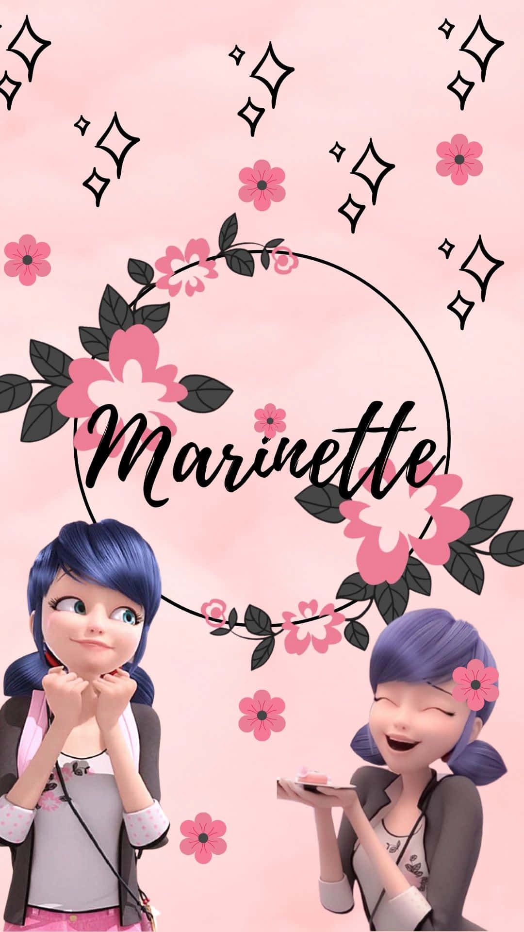 Marinette Dupain Cheng Floral Background Wallpaper