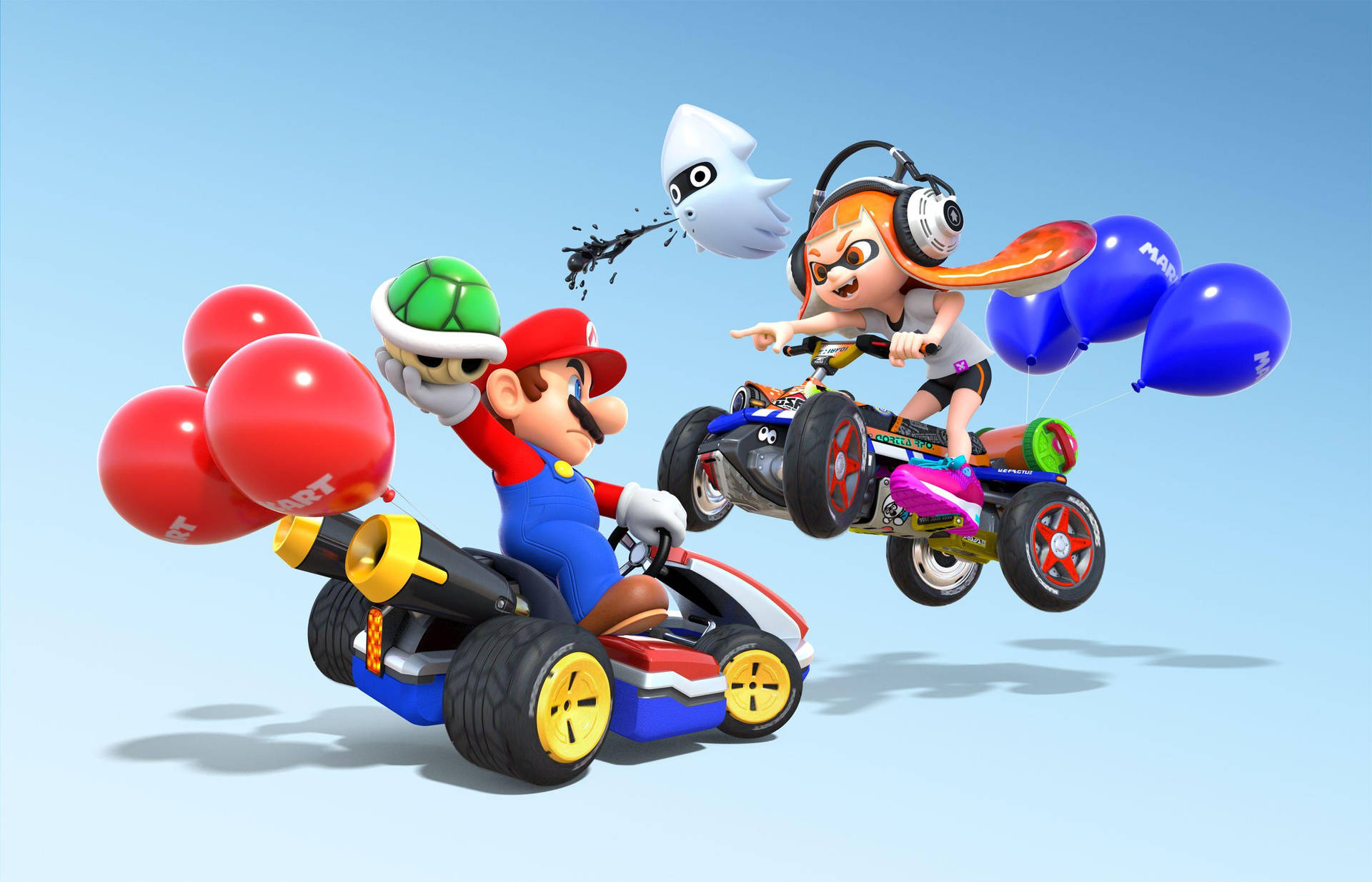 Mario And Inkling Girl Kart 8 Wallpaper
