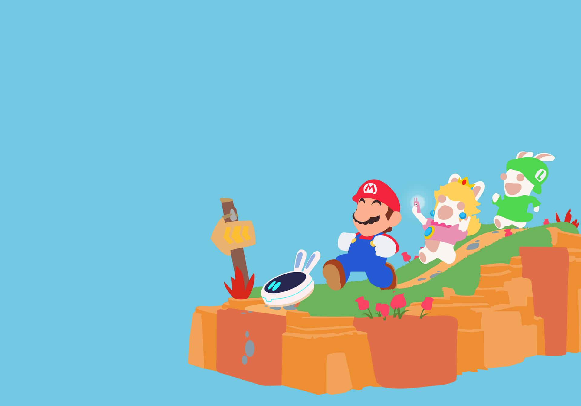 Mario baggrunden har fire røde stjerner.