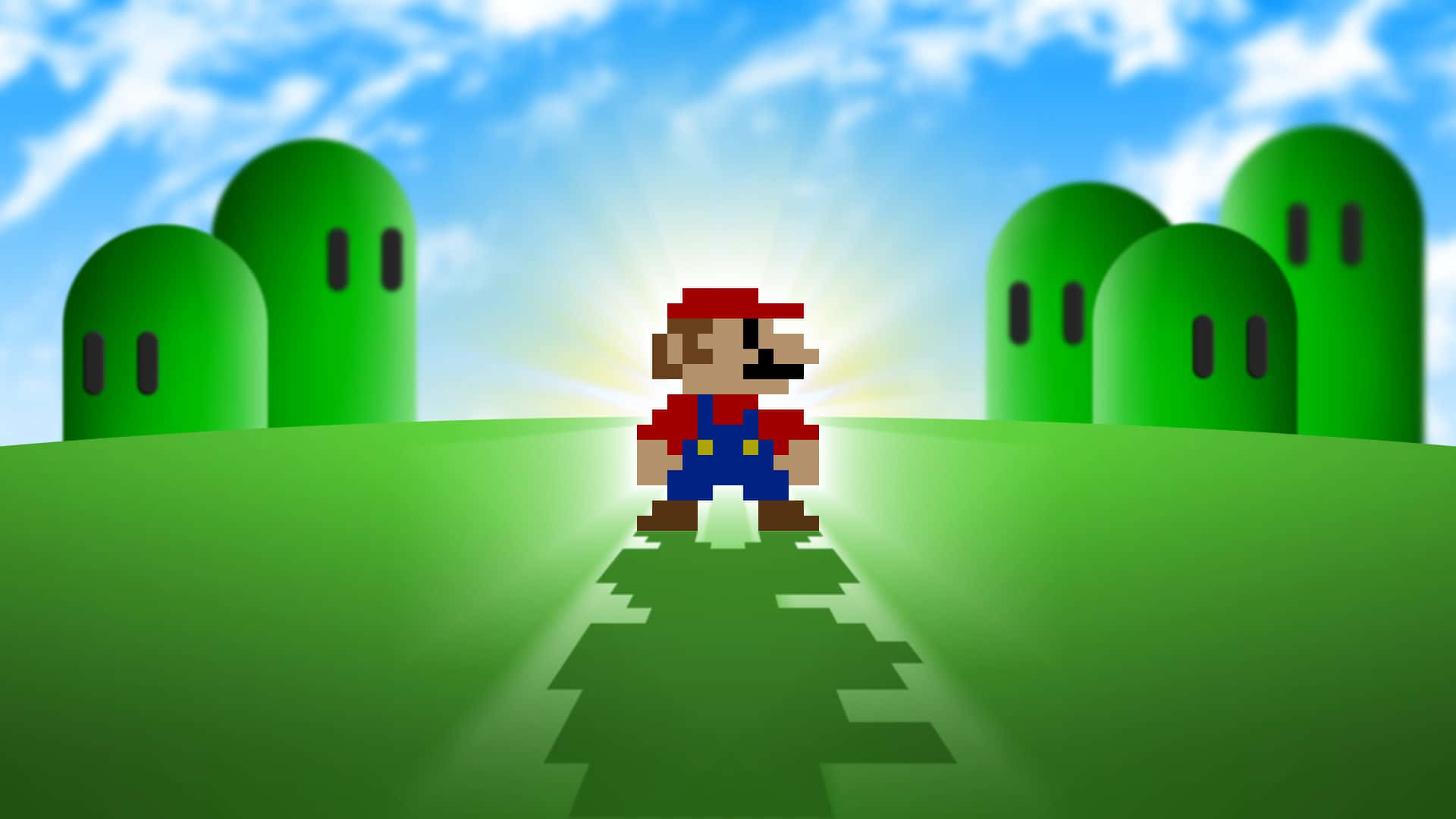 Mario baggrundsbilleder skygger gennem en solskinsdag.