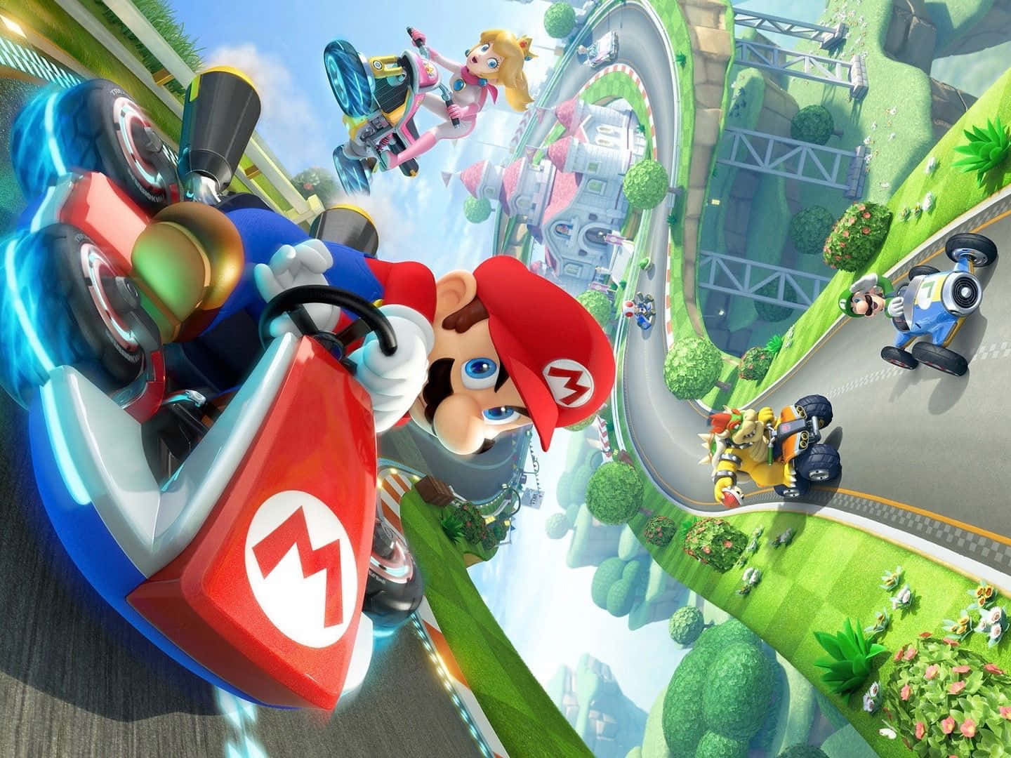 Exciting Mario Kart 8 Deluxe Race With Friends Wallpaper