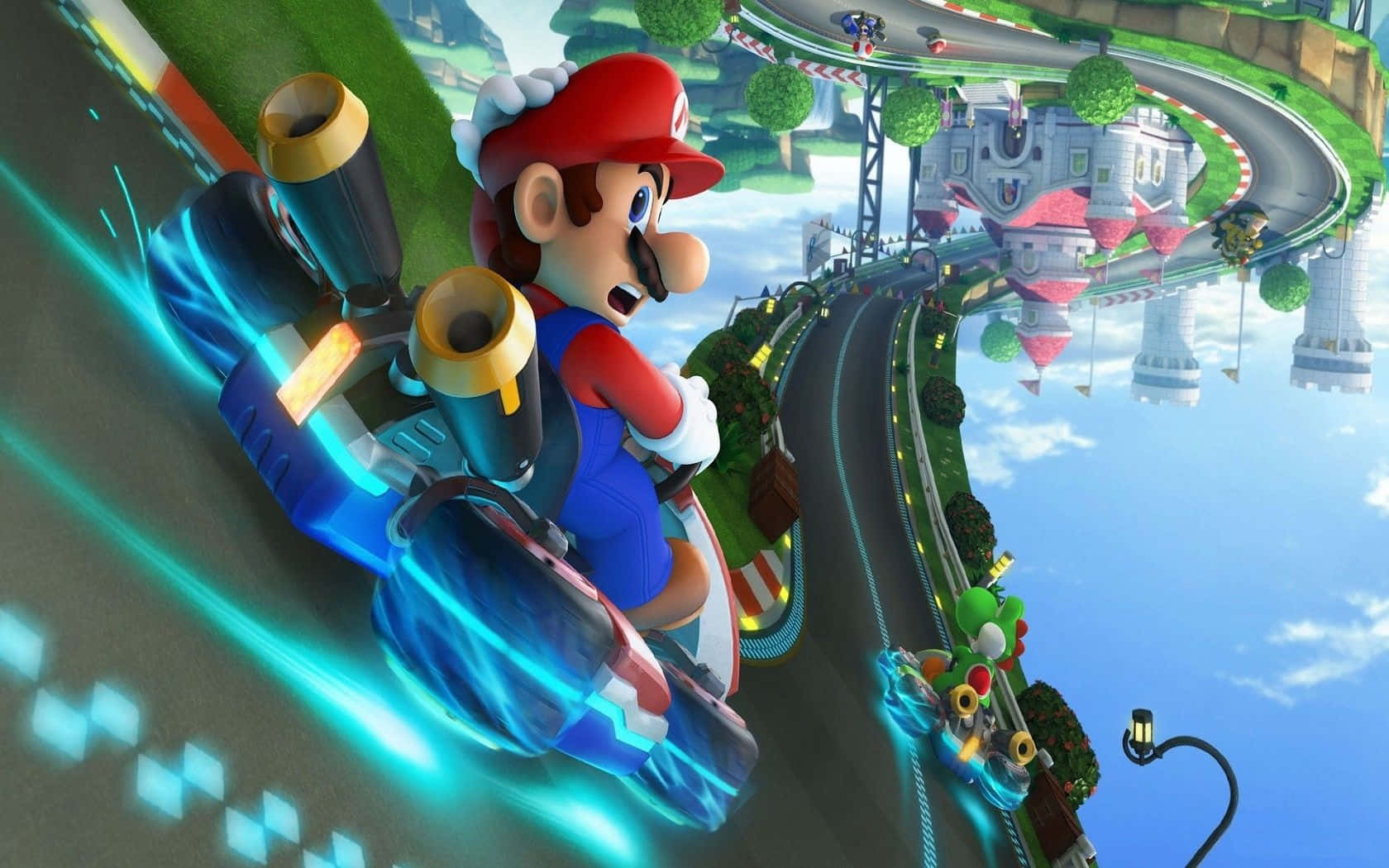 Experience the adrenaline-pumping race in Mario Kart 8 Deluxe! Wallpaper