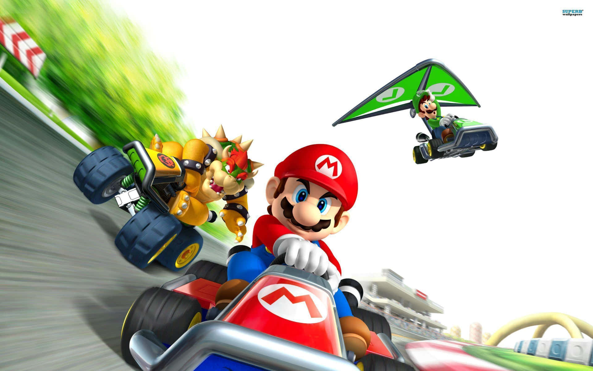 Mario Kart 8 Deluxe action-packed race featuring Mario and Bowser Wallpaper