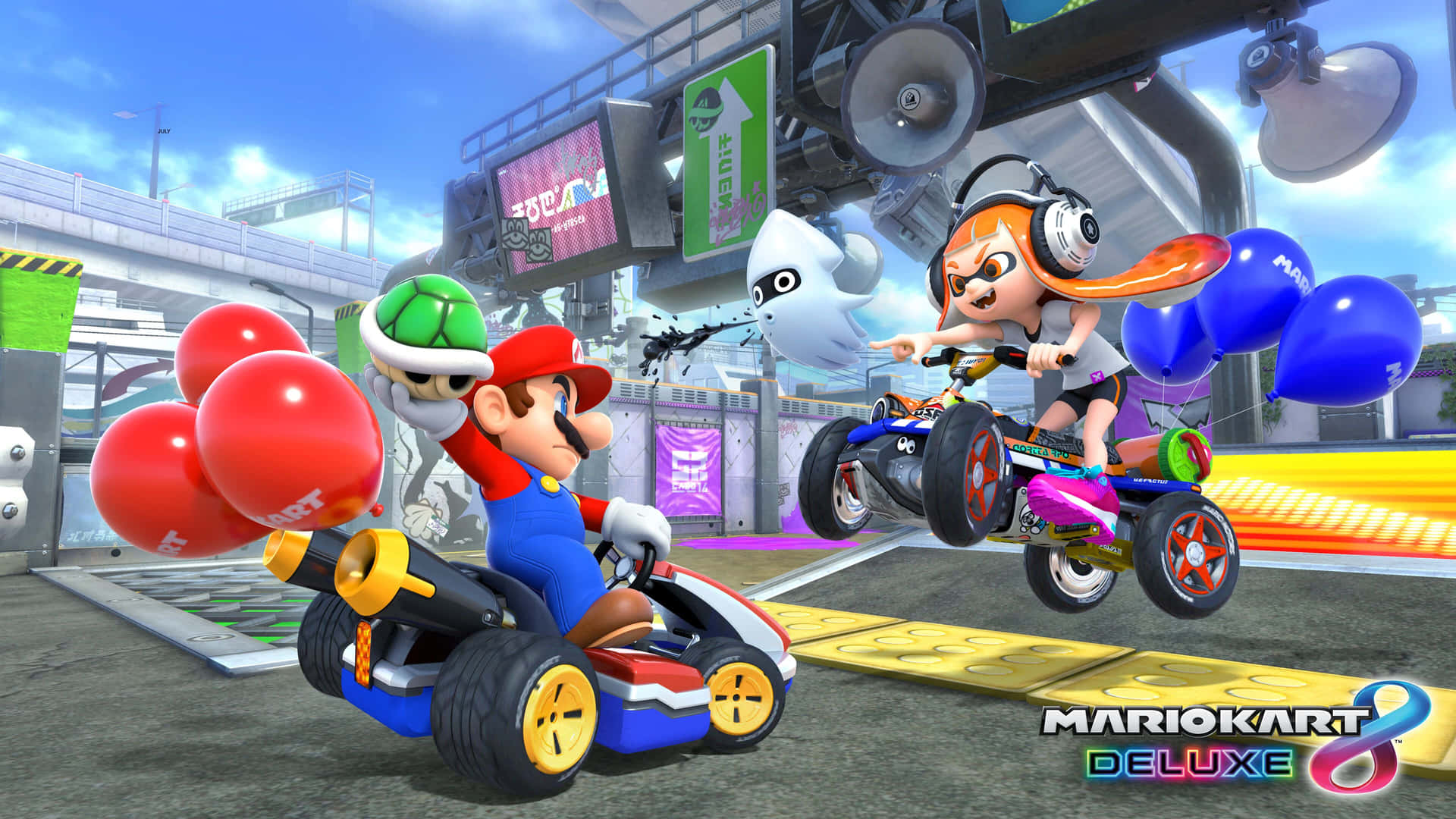 Mario Kart 8 Deluxe Racers Ready for Action Wallpaper