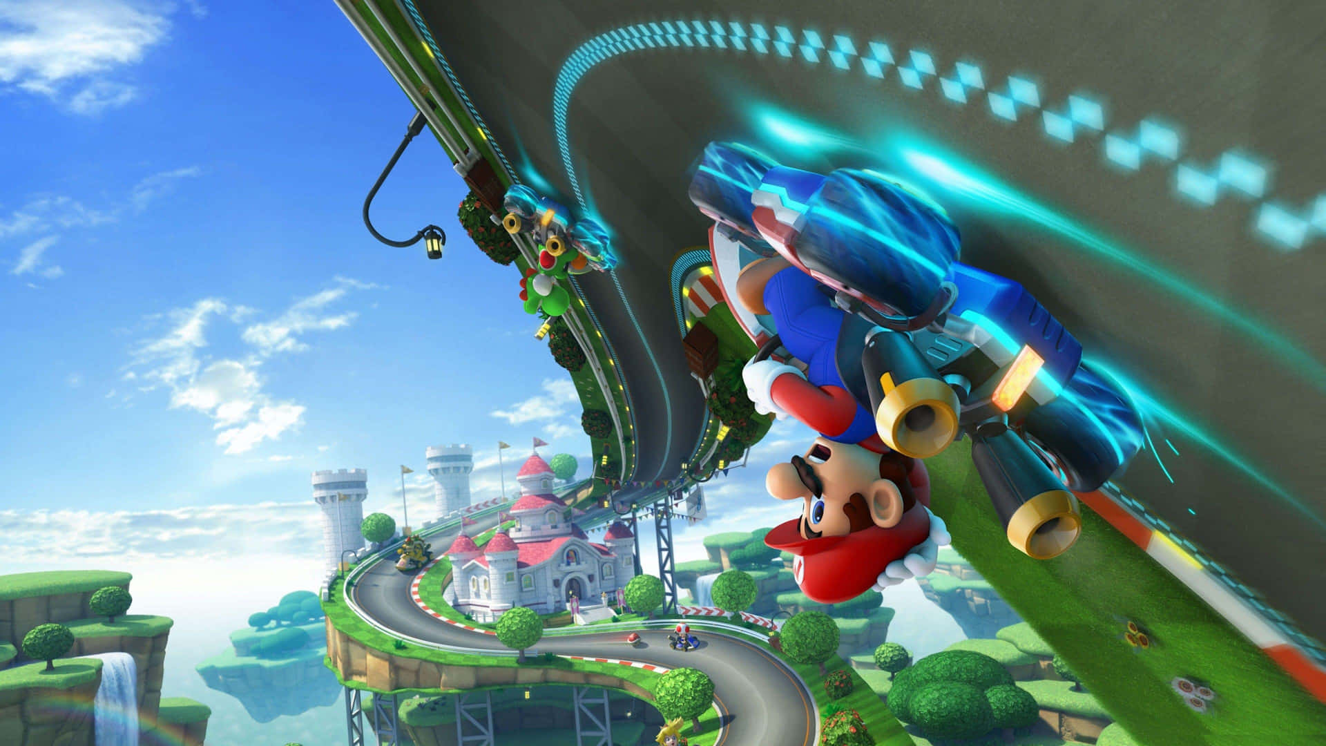 Exciting Mario Kart 8 Deluxe Race Scene Wallpaper