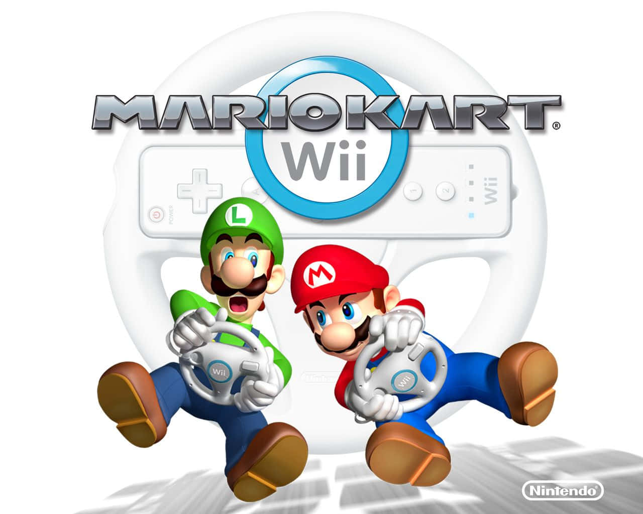 Mario and Luigi speeding around a tight bend in Mario Kart