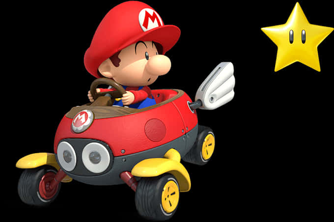 Mario Karting With Star Powerup PNG