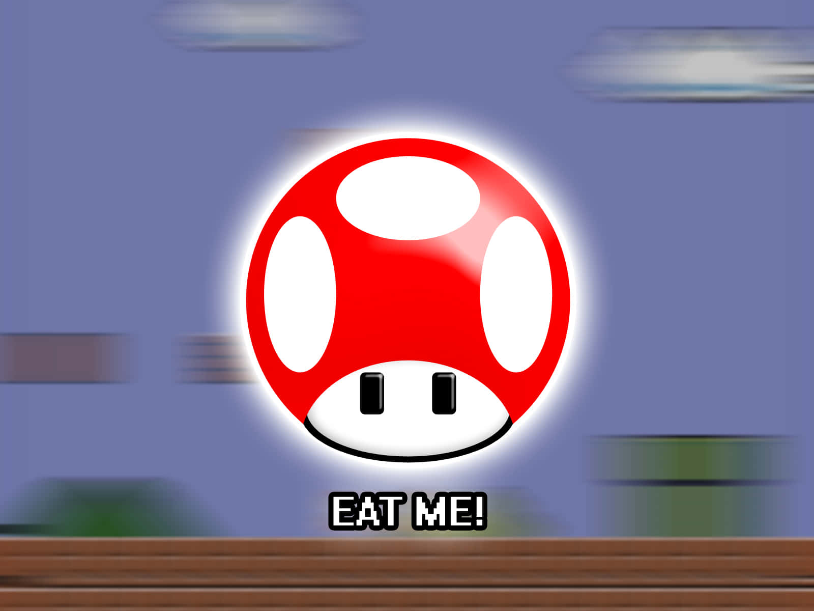 Legendary Mario Mushroom on a Vibrant Pixelated Background Wallpaper