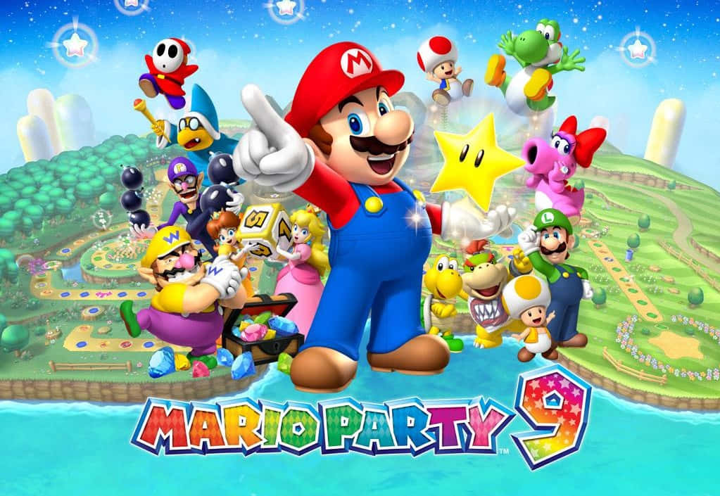 Emocionantemomento De Mario Party Con Los Emblemáticos Personajes De Nintendo. Fondo de pantalla