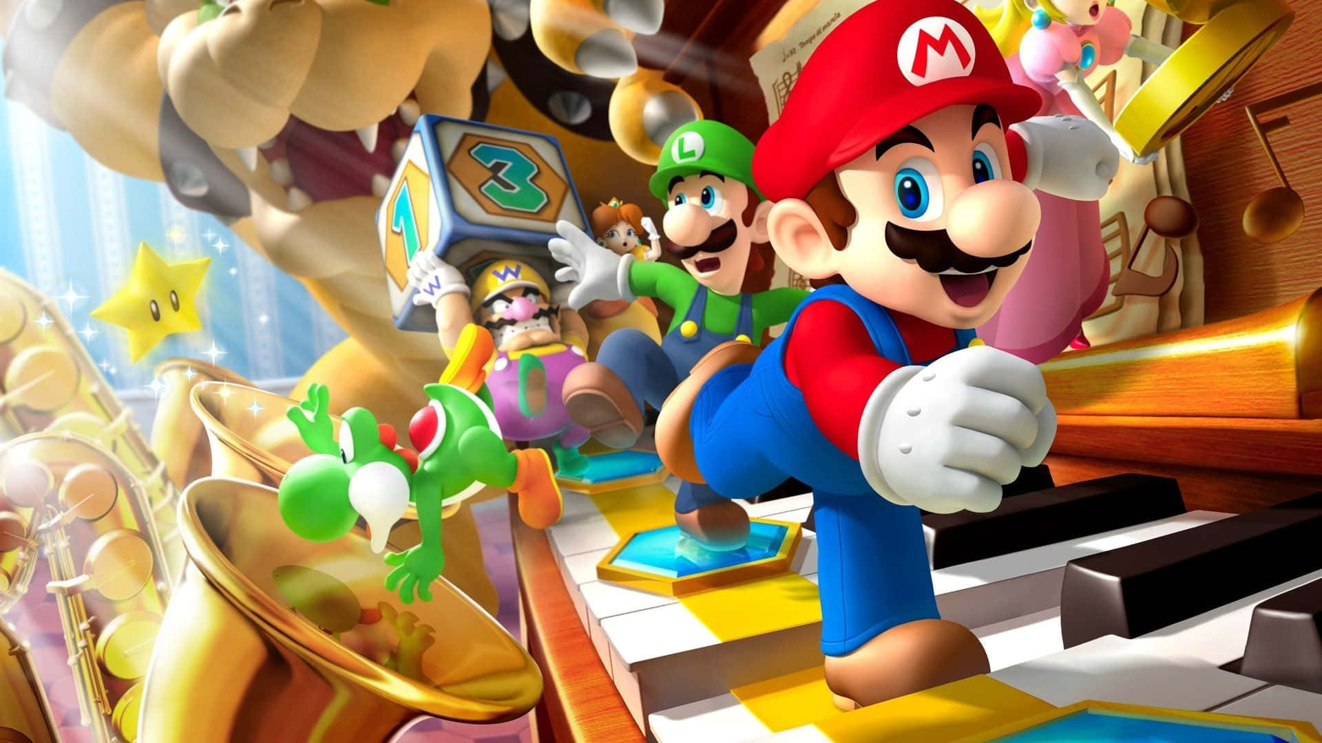 Exciting and Colorful Mario Party Characters Wallpaper