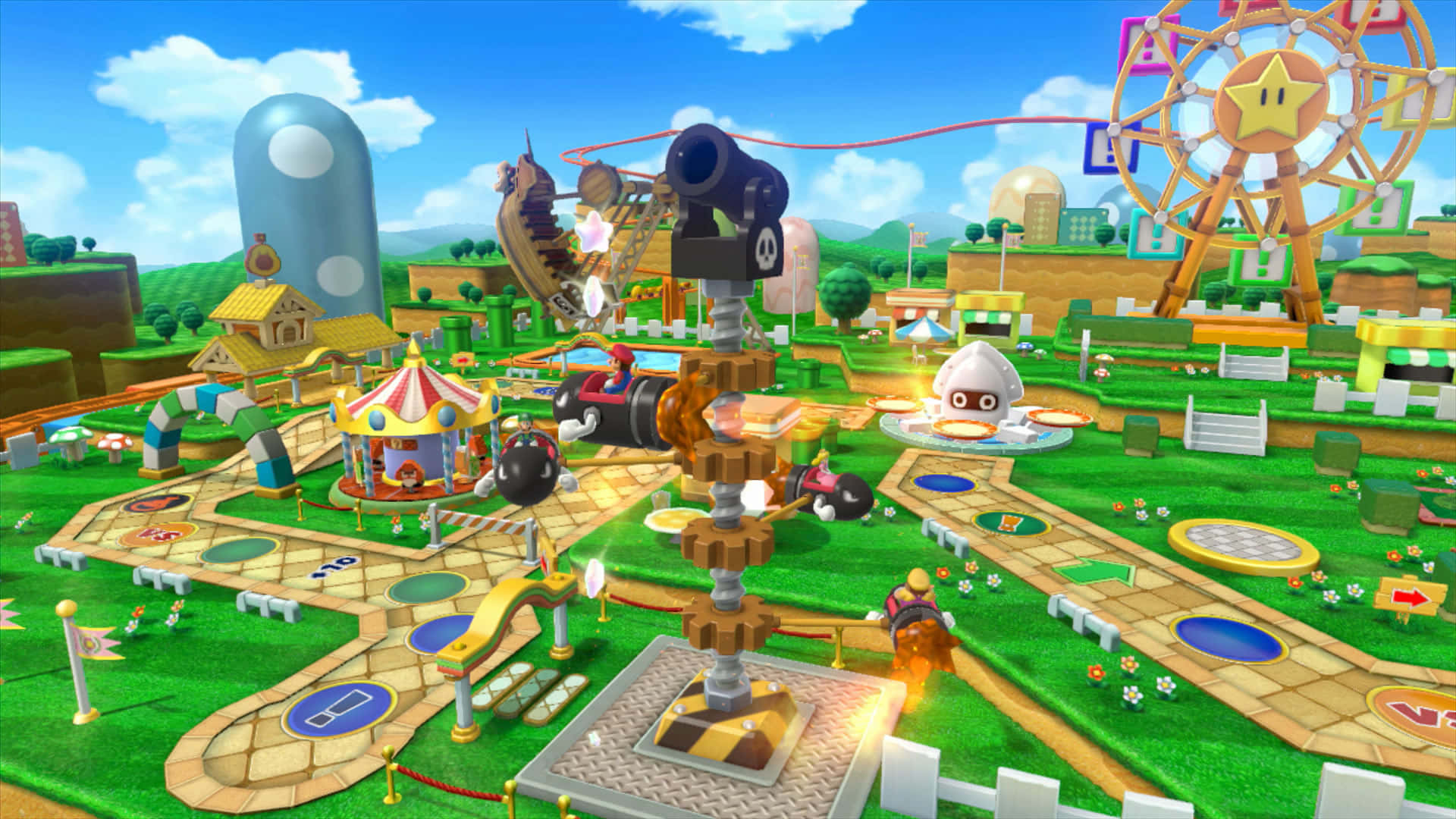 Exciting Mario Party Gameplay on a Colorful Board Wallpaper