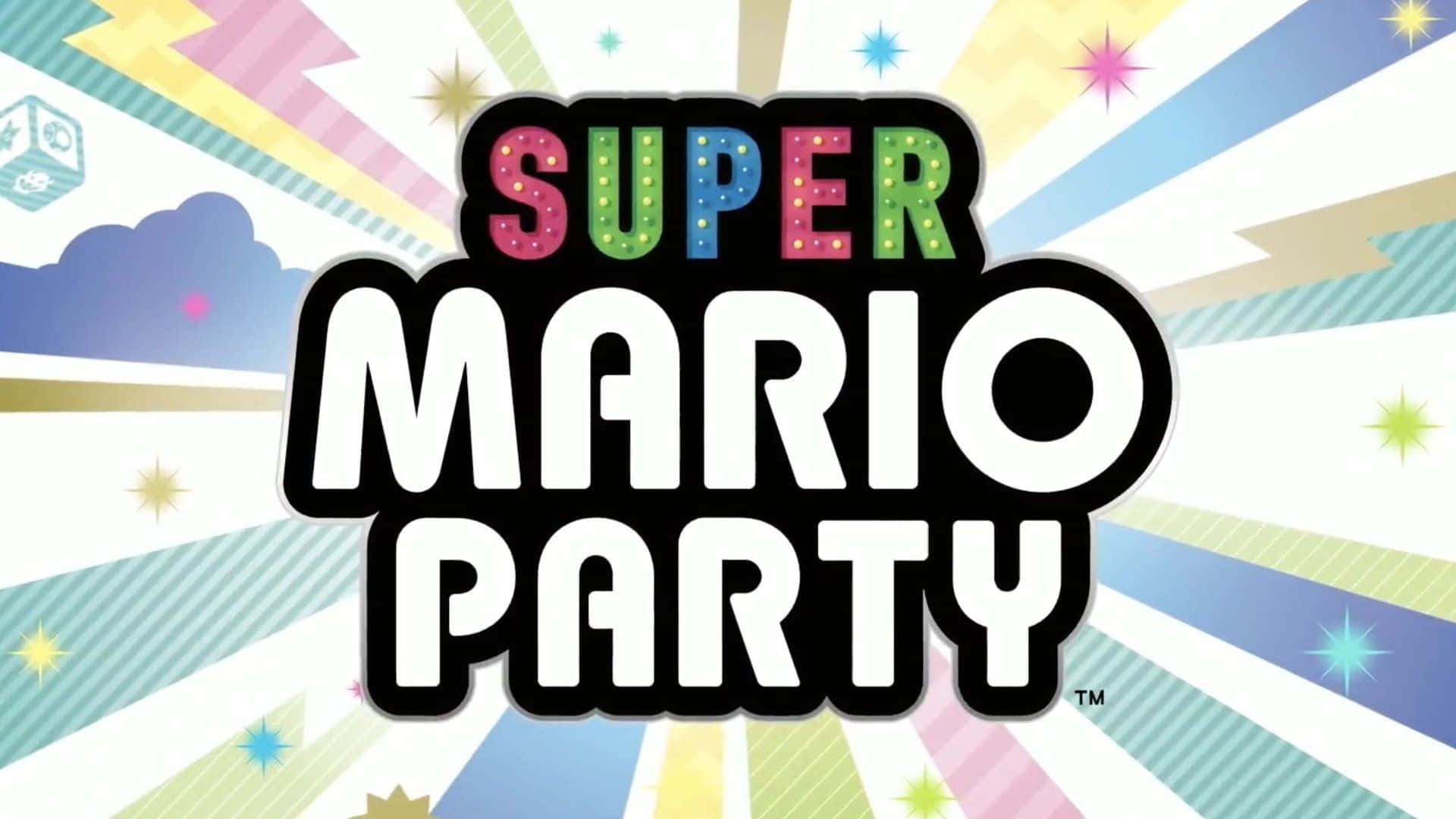 Caption: Exciting Super Mario Party Gameplay on Vibrant Game Board Wallpaper