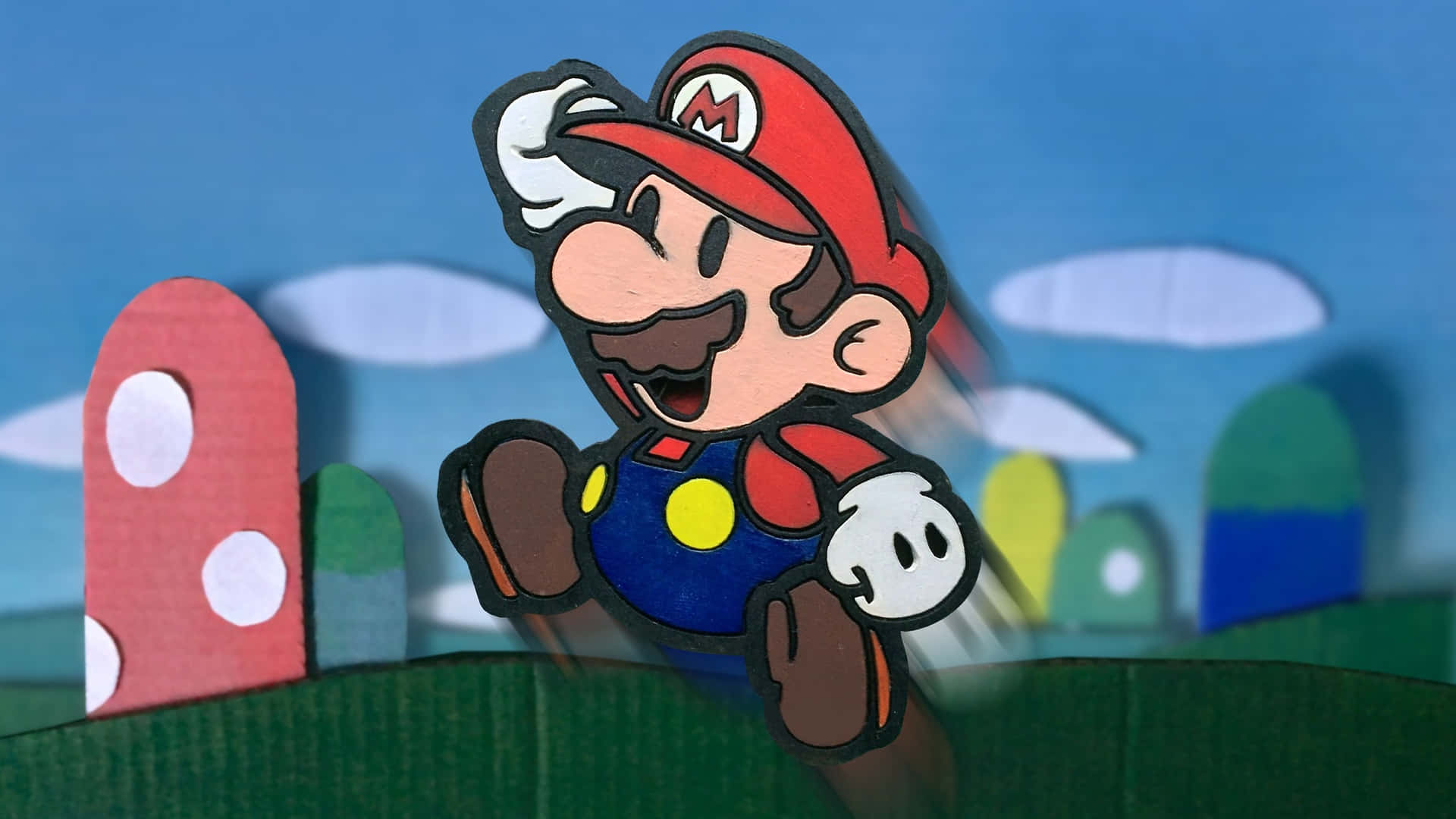 Ikonet plumber, Mario, hopper over Bowsers slot.