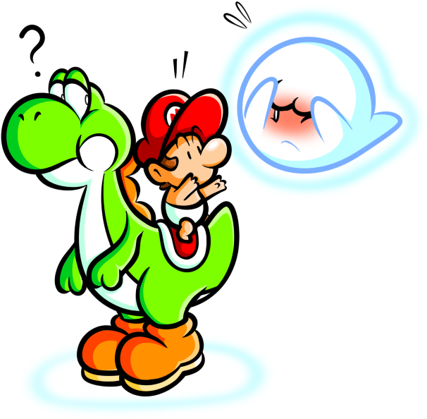 Mario Yoshiand Boo Encounter PNG