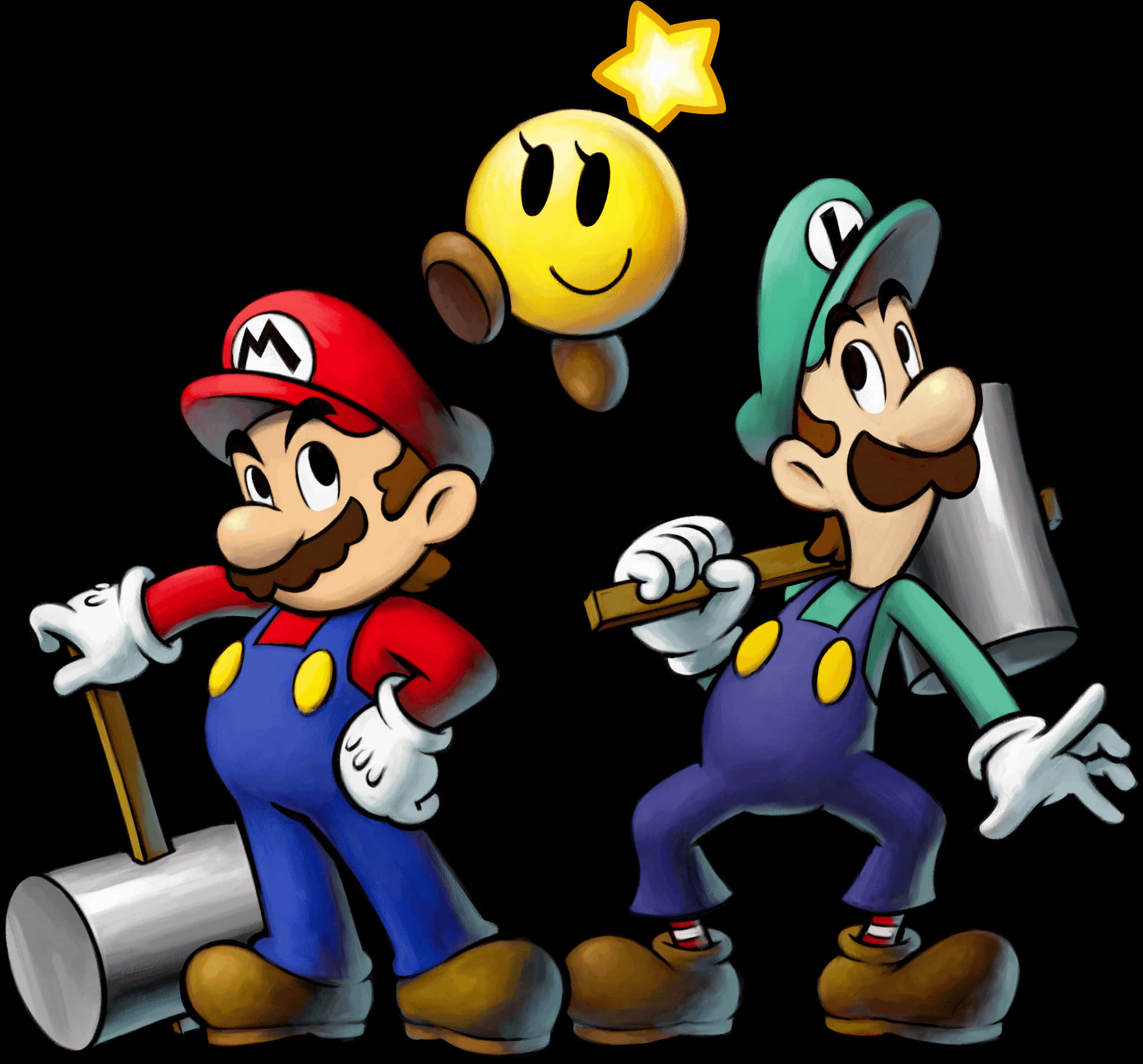 Marioand Luigiwith Star PNG