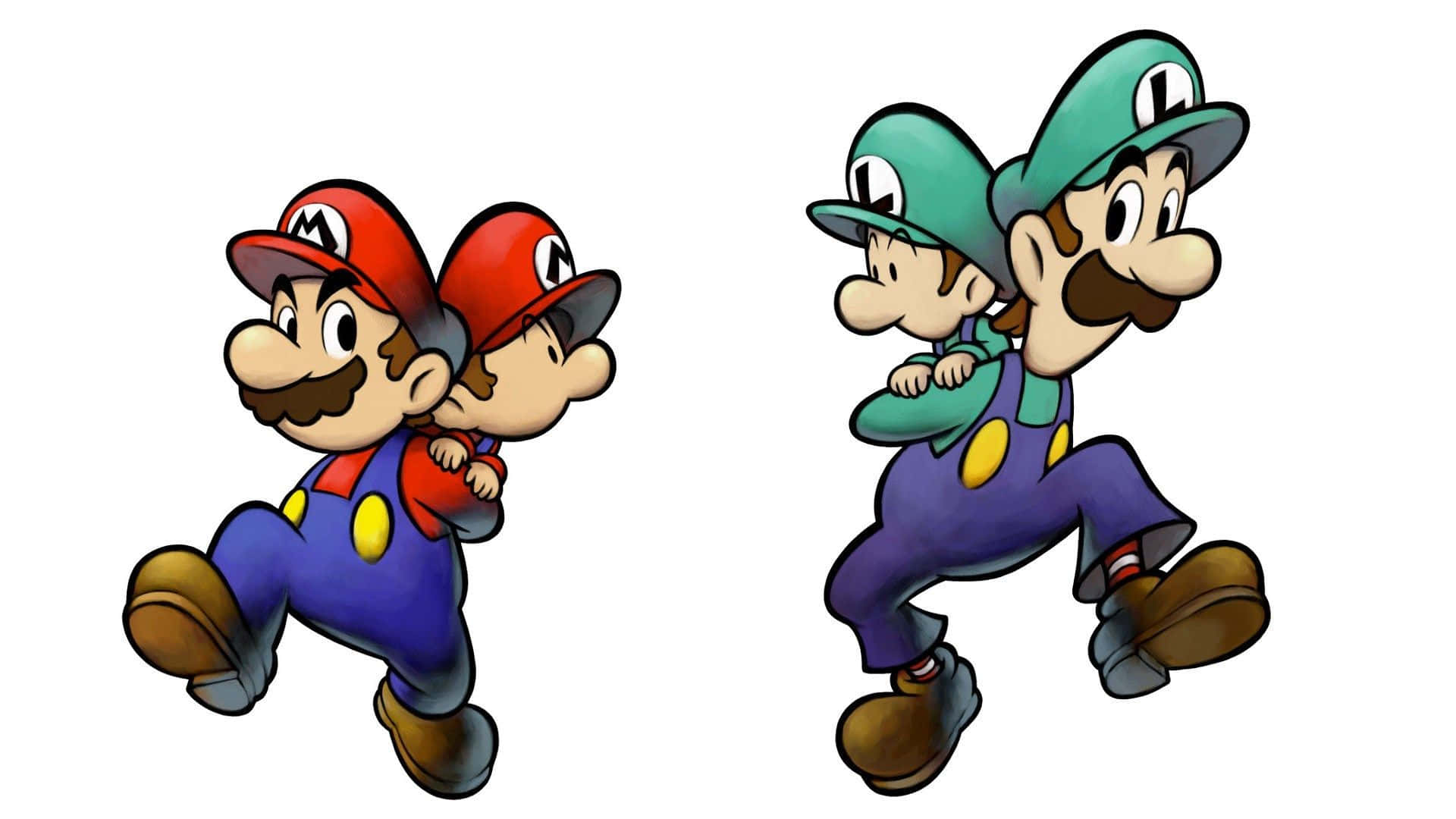 Mario En Luigi Met Baby Versies Achtergrond