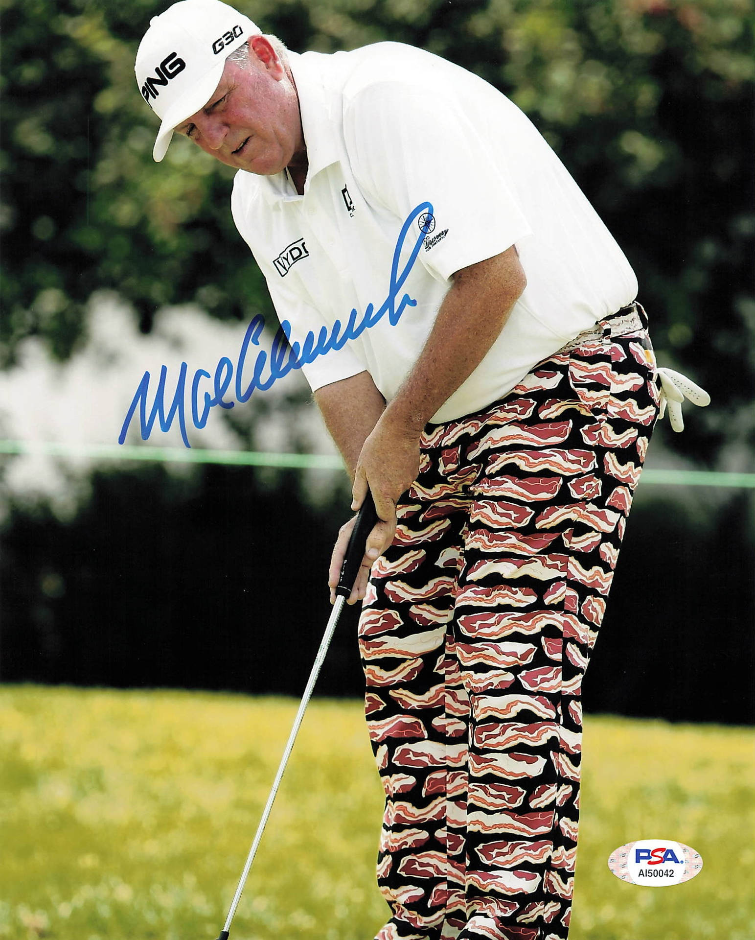 Legendary Golfer Mark Calcavecchia in His Vibrant Bacon Pants Wallpaper