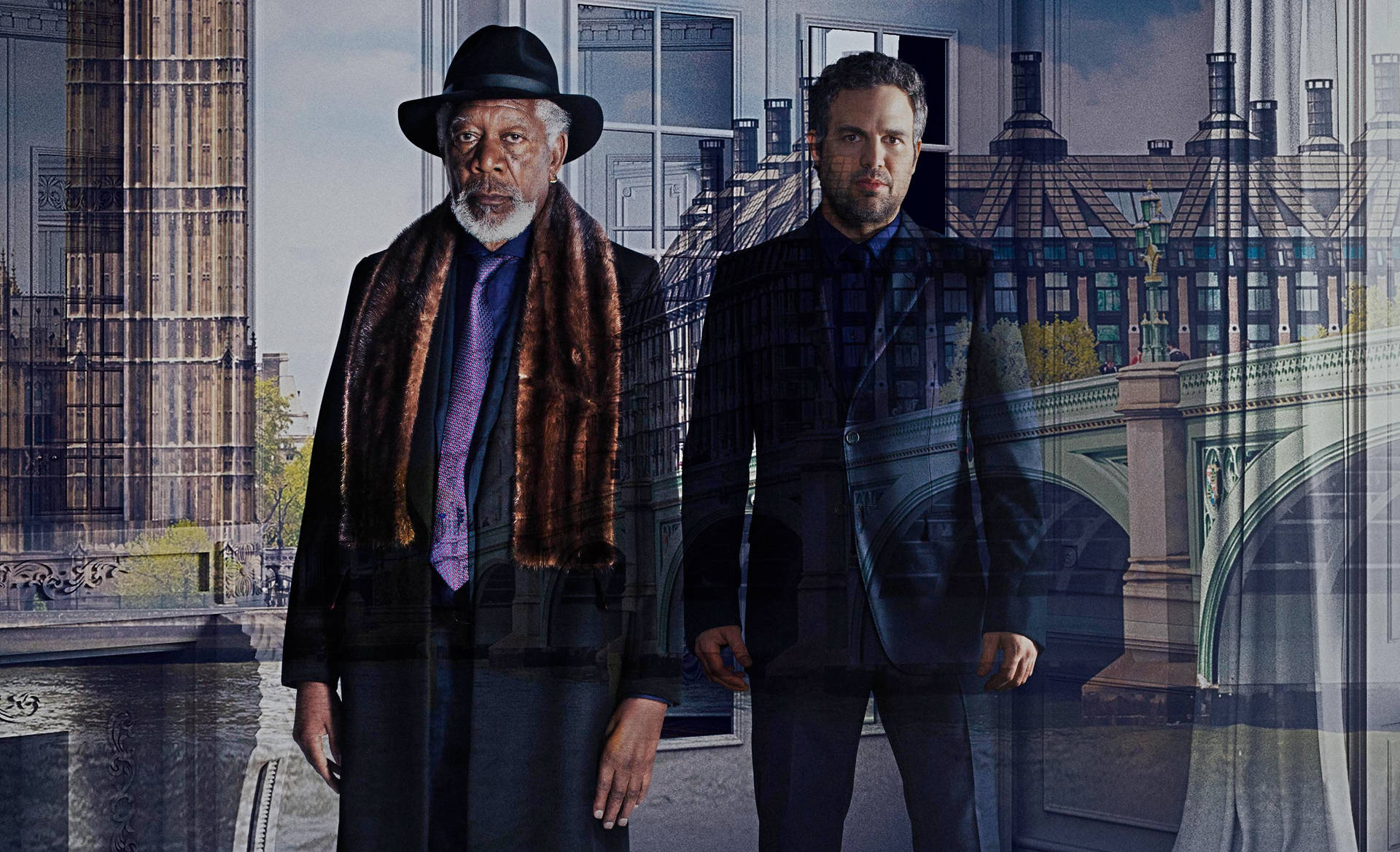 Mark Ruffalo og Morgan Freeman stilfulde billedvektorer Wallpaper