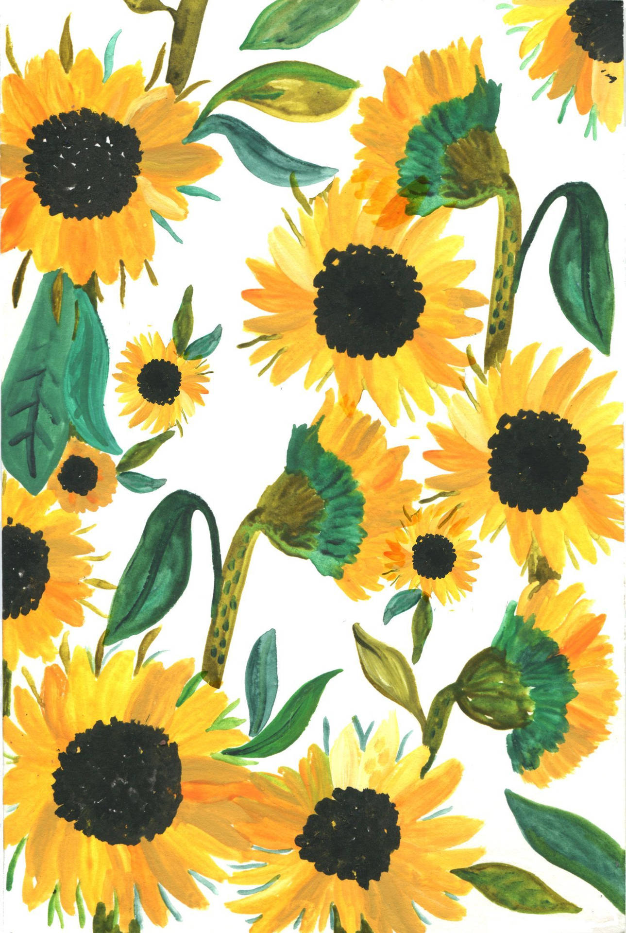 Marker Art Of Sunflower Iphone Wallpaper