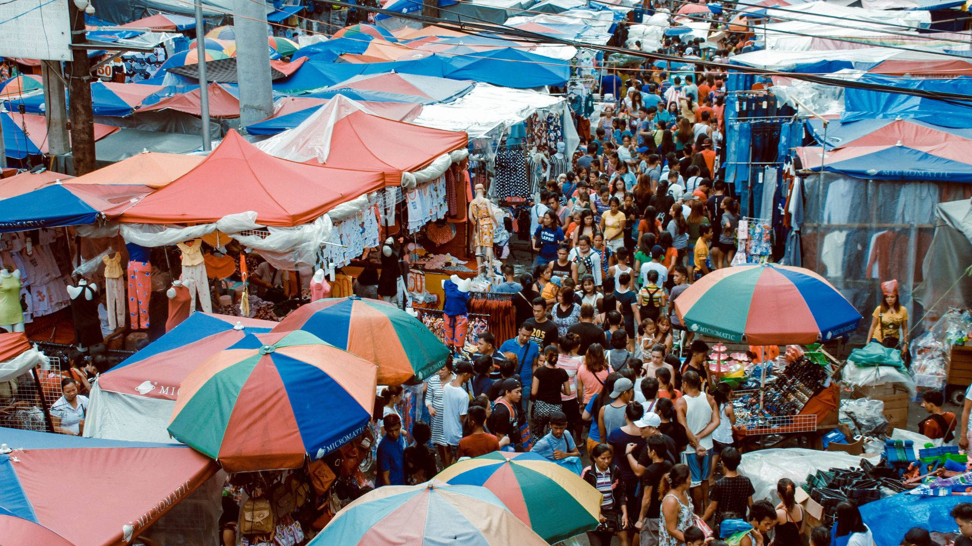 Market Colorful Umbrellas Background