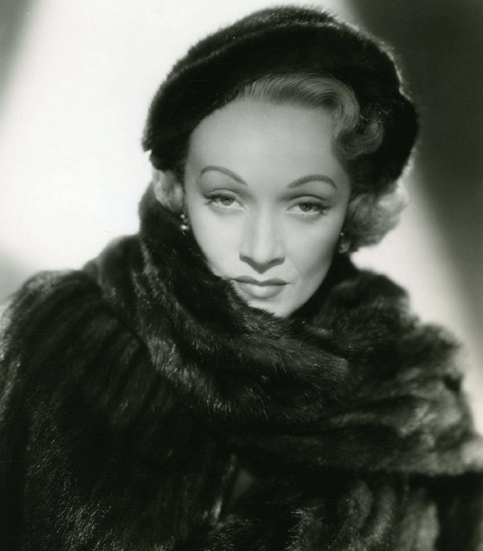 Marlene Dietrich Fur Hat And Coat Wallpaper