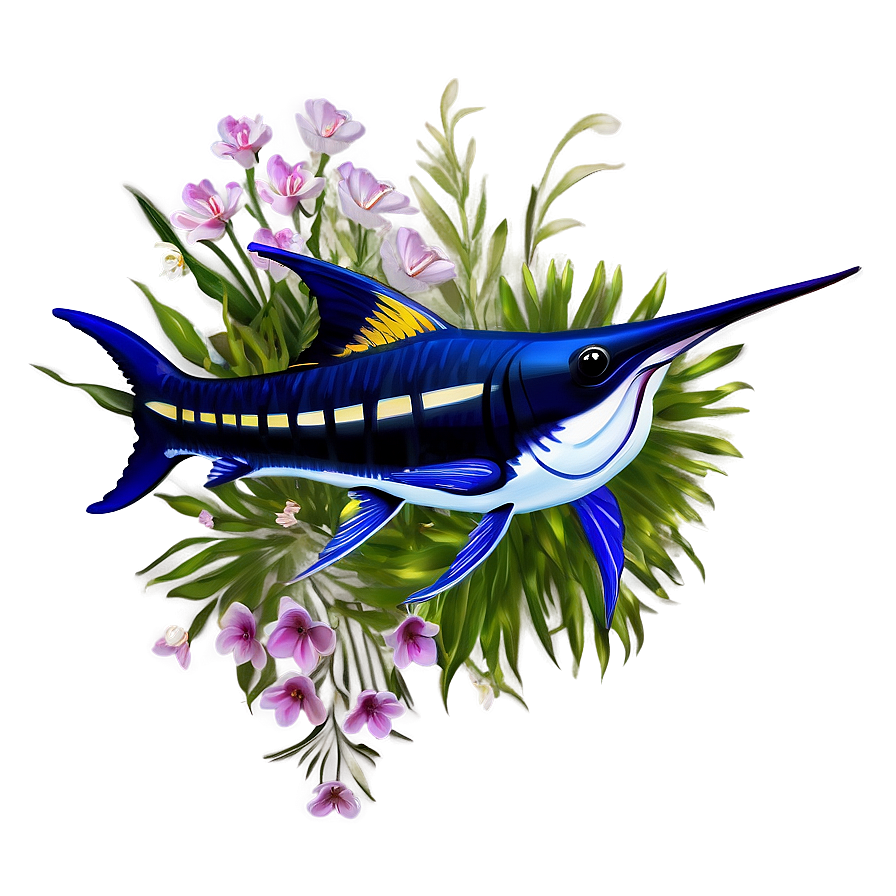 Marlin With Flowers Png 40 PNG