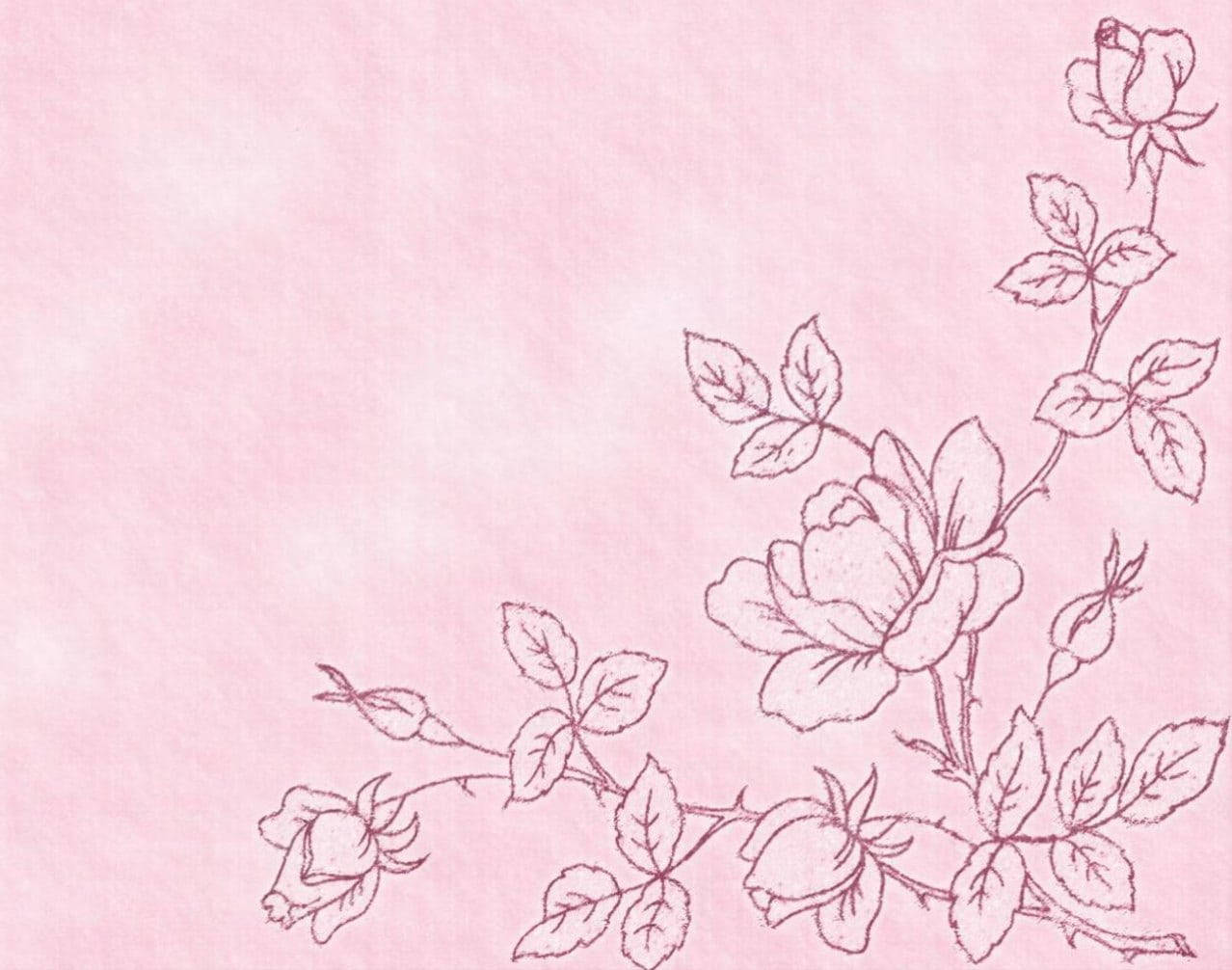 Marmor Pink Med Blomst Tegning Wallpaper