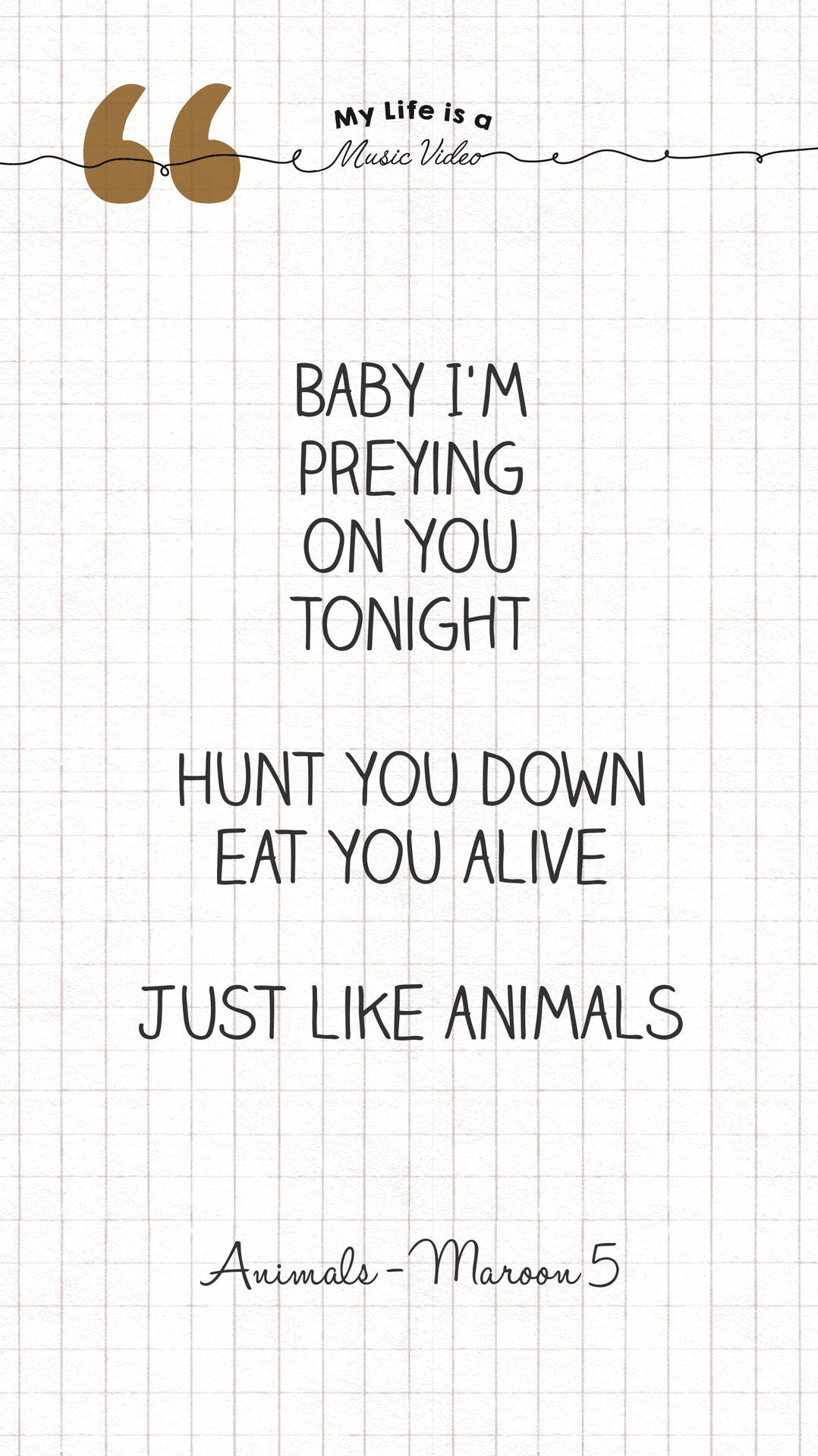 Download Maroon 5 Animals Lyrics Poster Wallpaper 