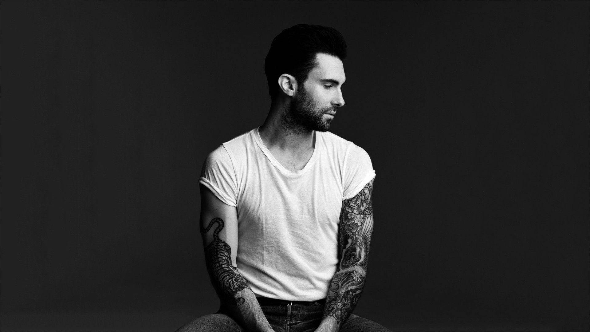 Maroon 5 Black Background White Shirt Background