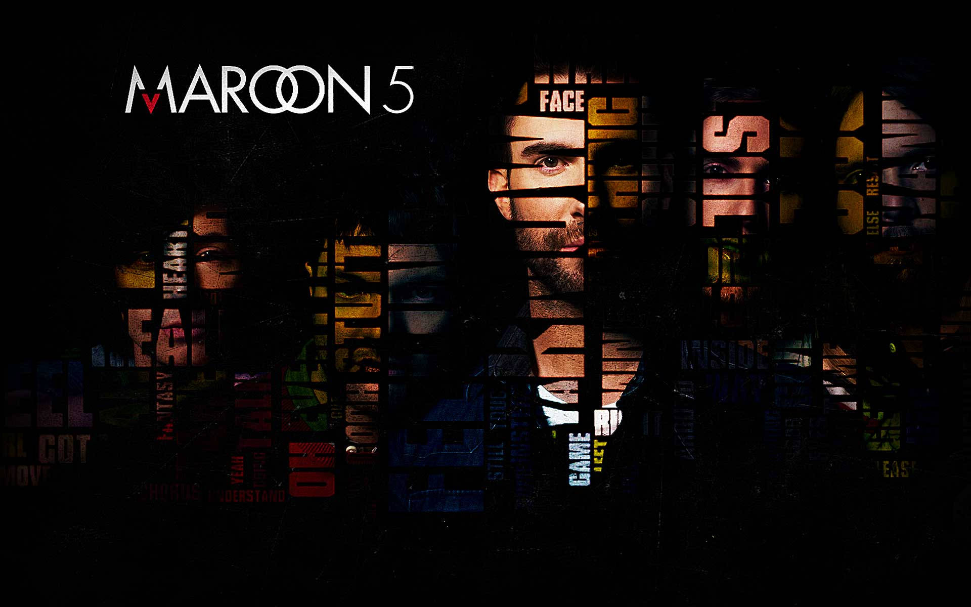 Palabrasde Maroon 5 En Los Rostros. Fondo de pantalla