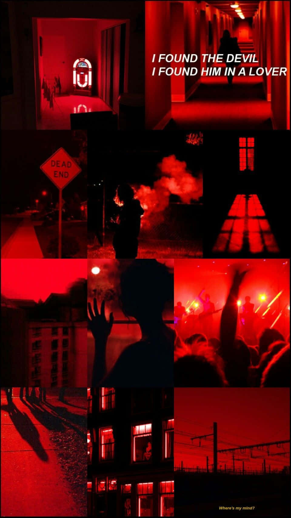 A Collage Of Red Lights And People In The Dark Wallpaper