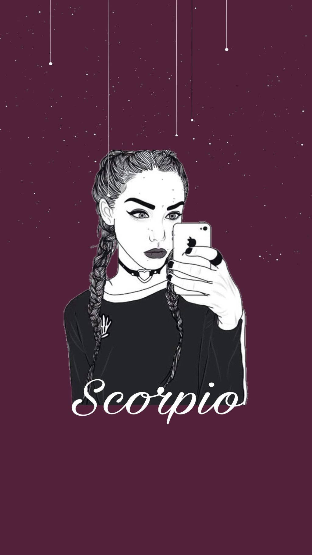 Maroon Scorpio Aesthetic Girl Wallpaper