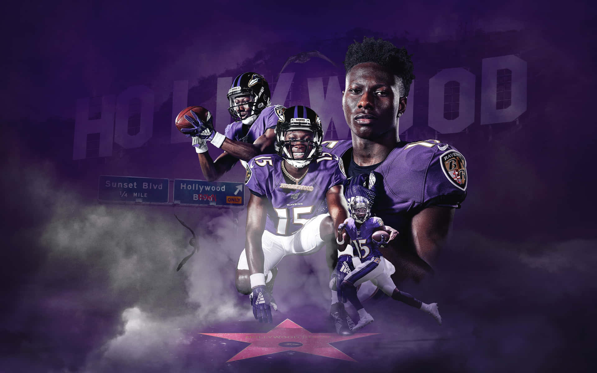 Marquise Brown Hollywood Inspired Football Artwork Wallpaper