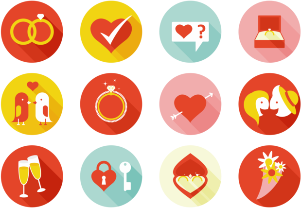 Marriage Icons Set PNG
