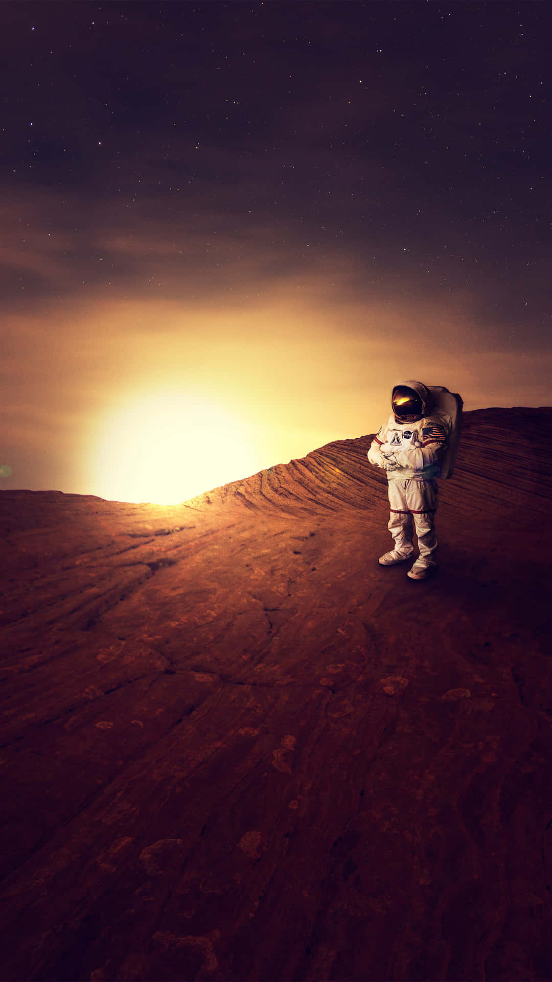 An Astronaut Standing On A Red Desert