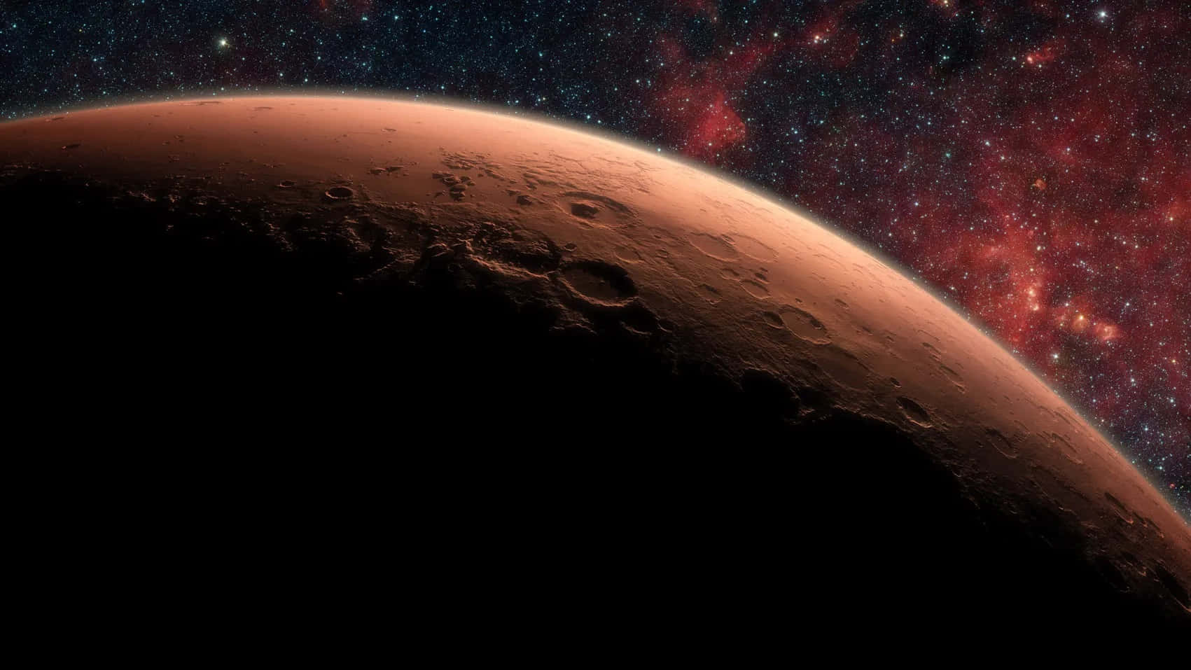 Et åndeløst syn af planeten Mars.