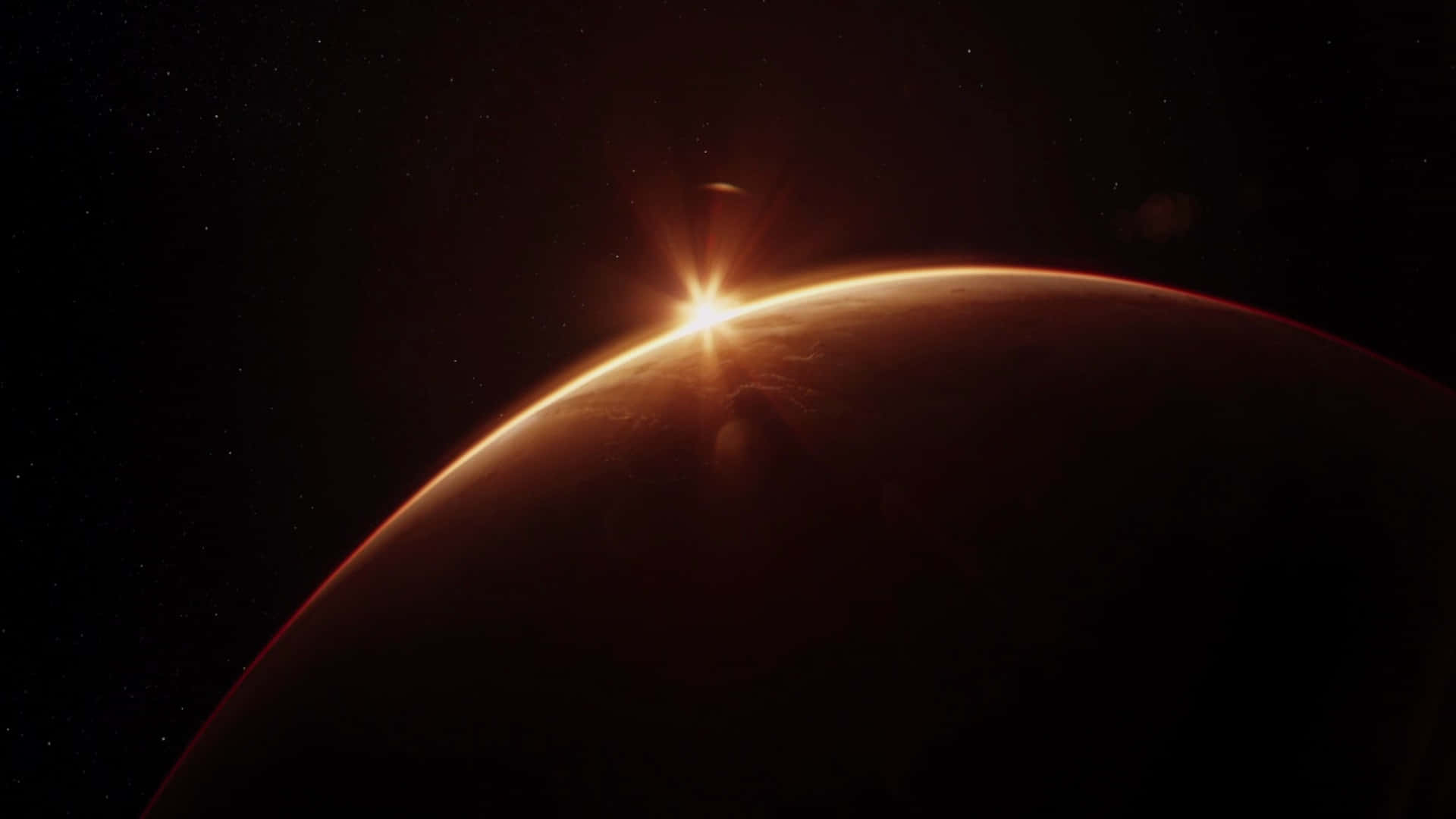 Denröda Planeten Mars Lyser På Natthimlen.