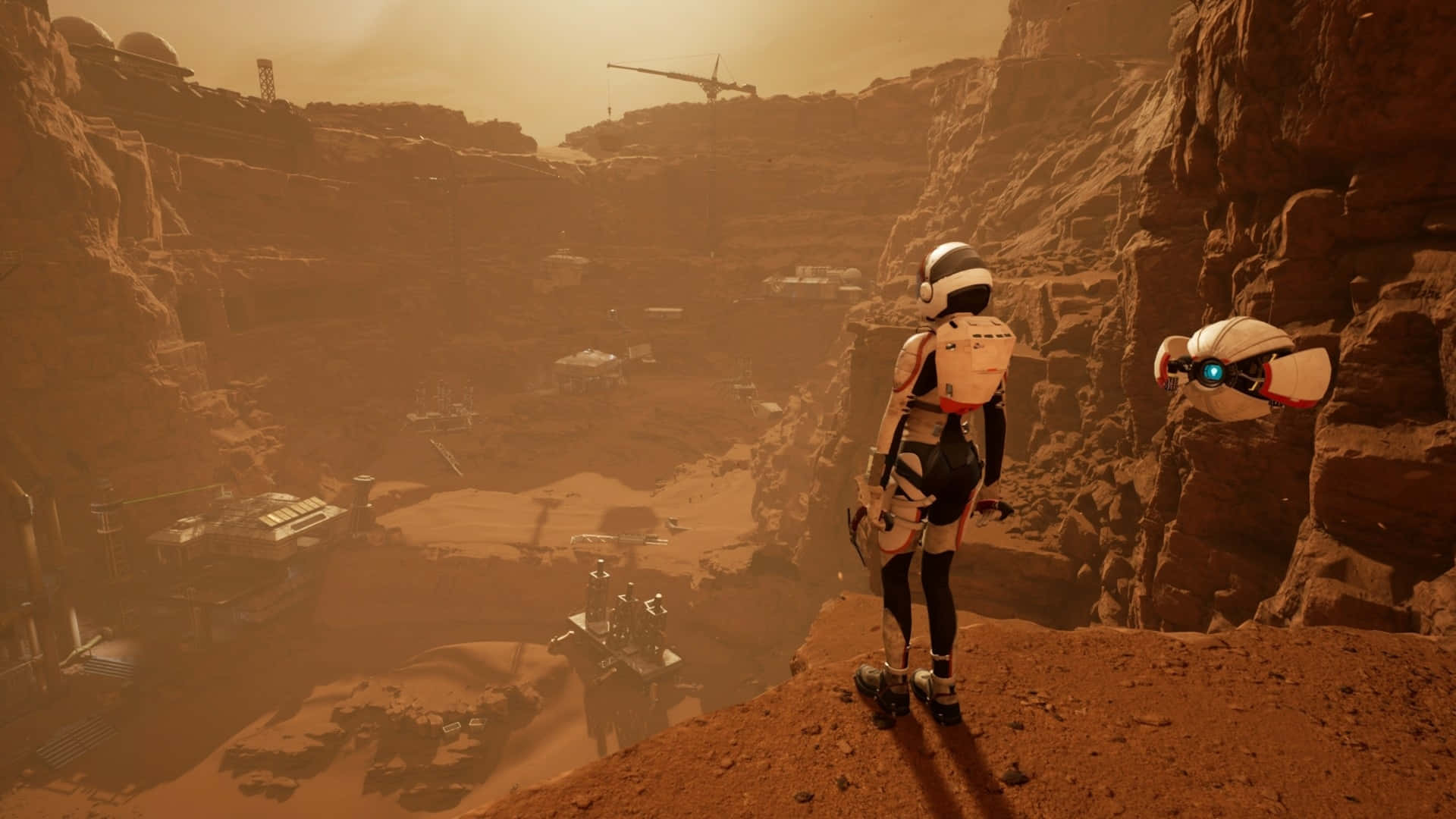 Mars_ Verkenning_ Astronaut_en_ Robot_4 K Achtergrond