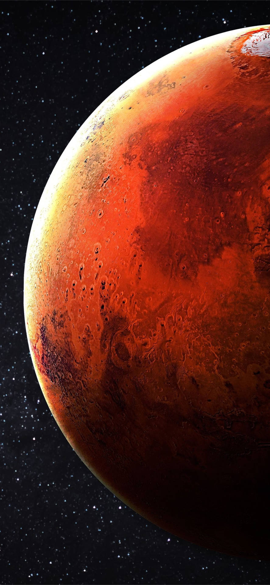 A Red Planet With Stars In The Background Wallpaper