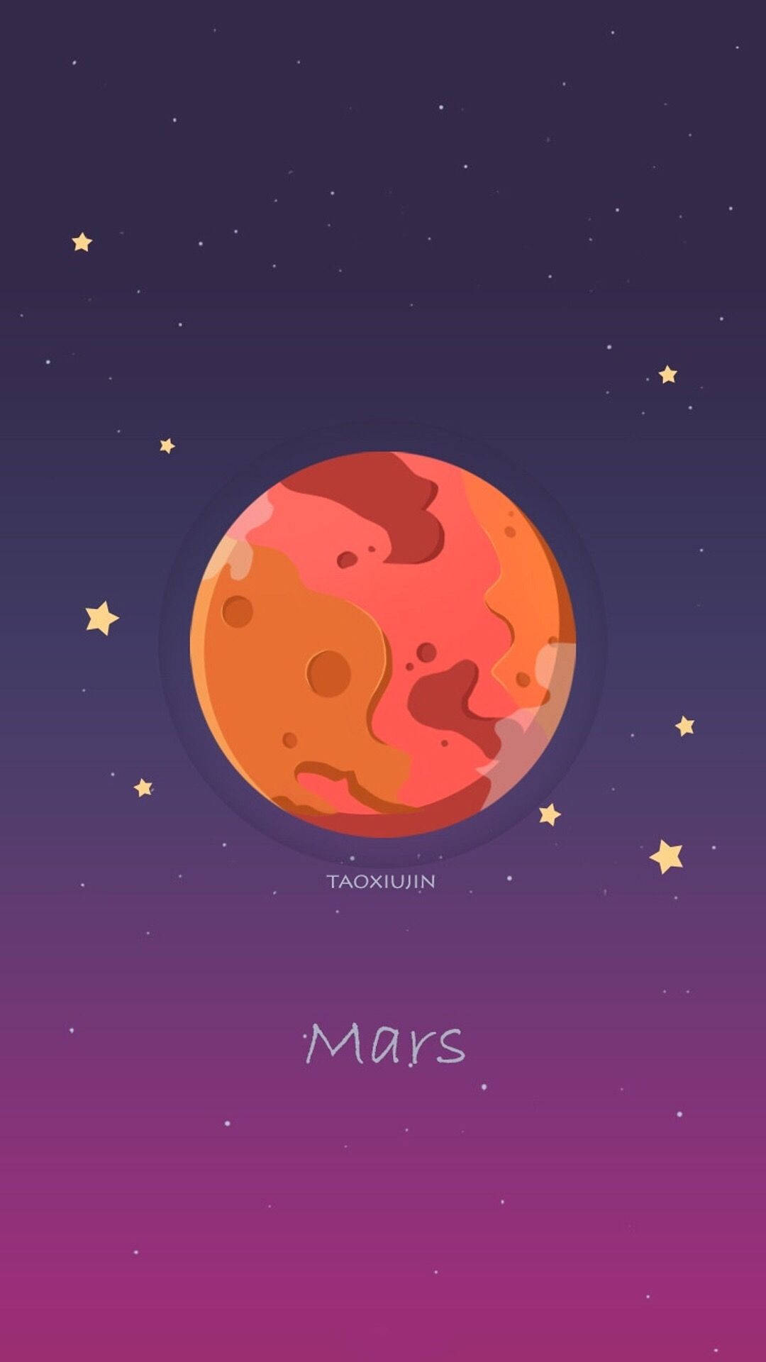 Mars Planet In The Sky With Stars Wallpaper