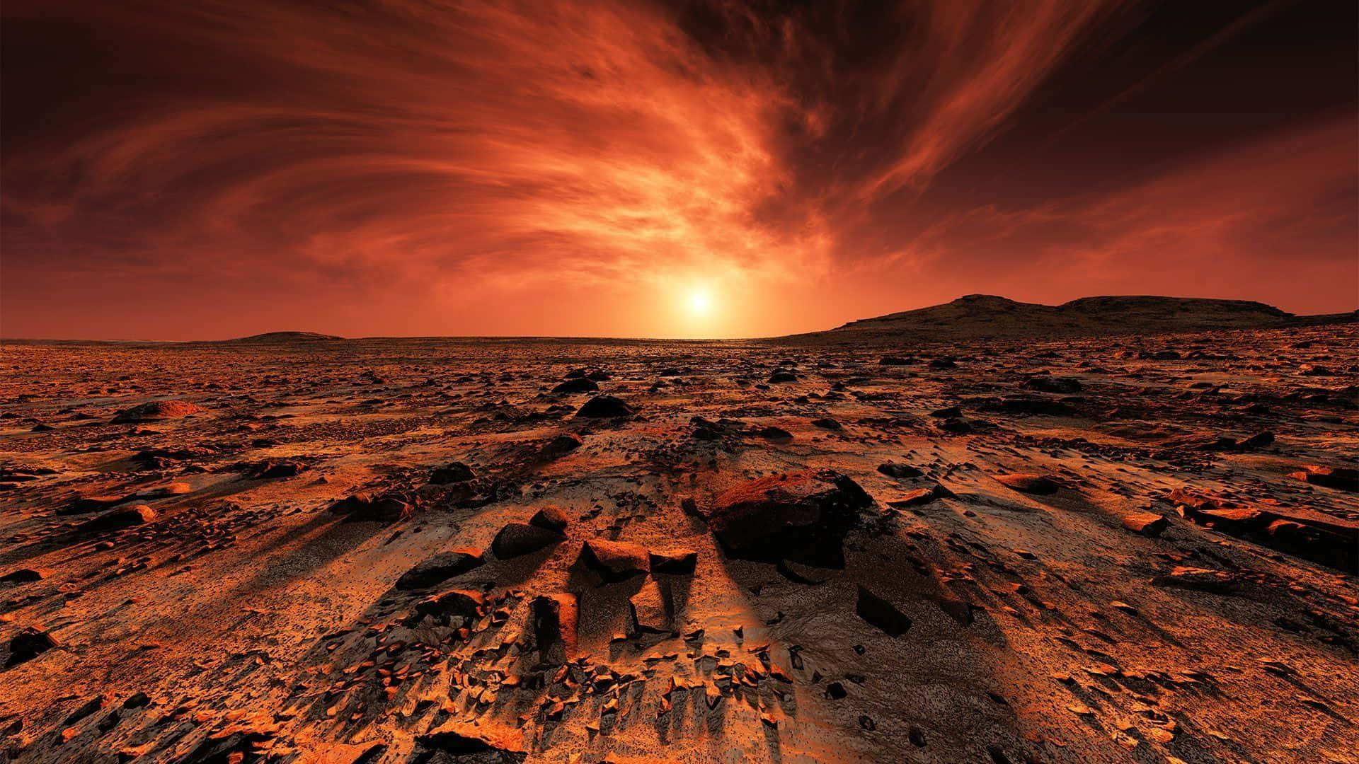 Breathtaking Mars Landscape during Sunset Wallpaper