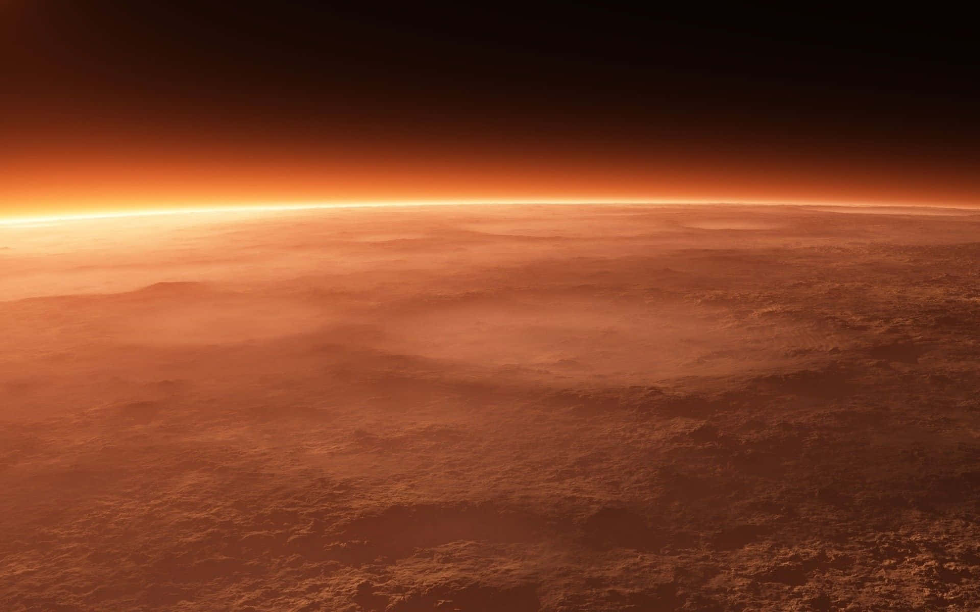 Stunning Mars Landscape with a Dominating Red Planet Wallpaper