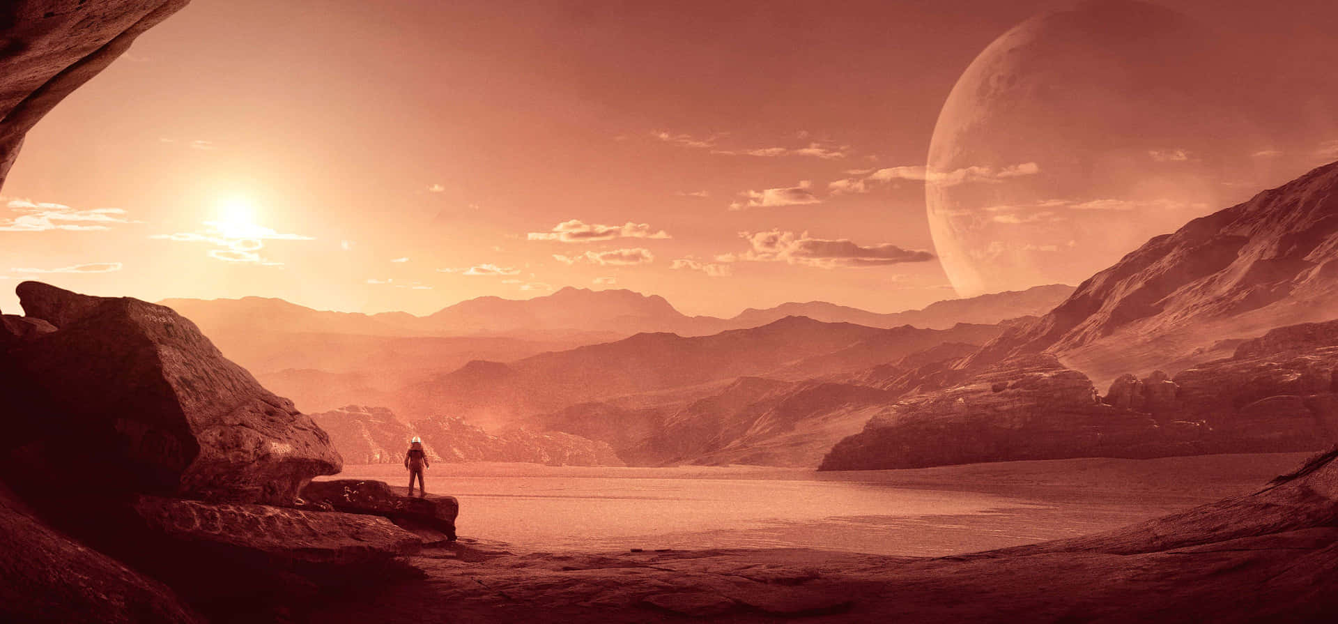 Mesmerizing Mars Landscape Showcasing Extraterrestrial Beauty Wallpaper