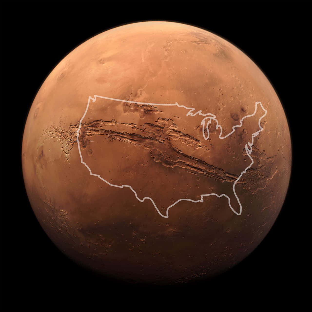 Røde og creme udsigter af Mars.