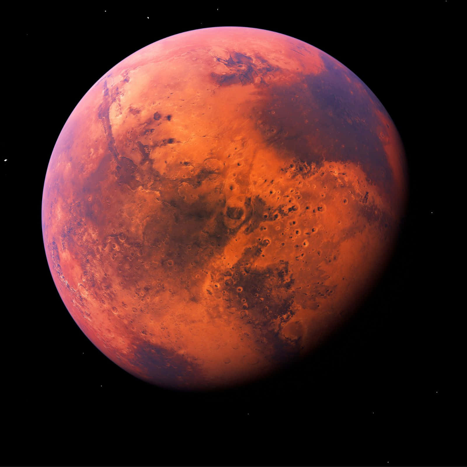 Endetaljerad Vy Av Den Röda Planeten Mars.