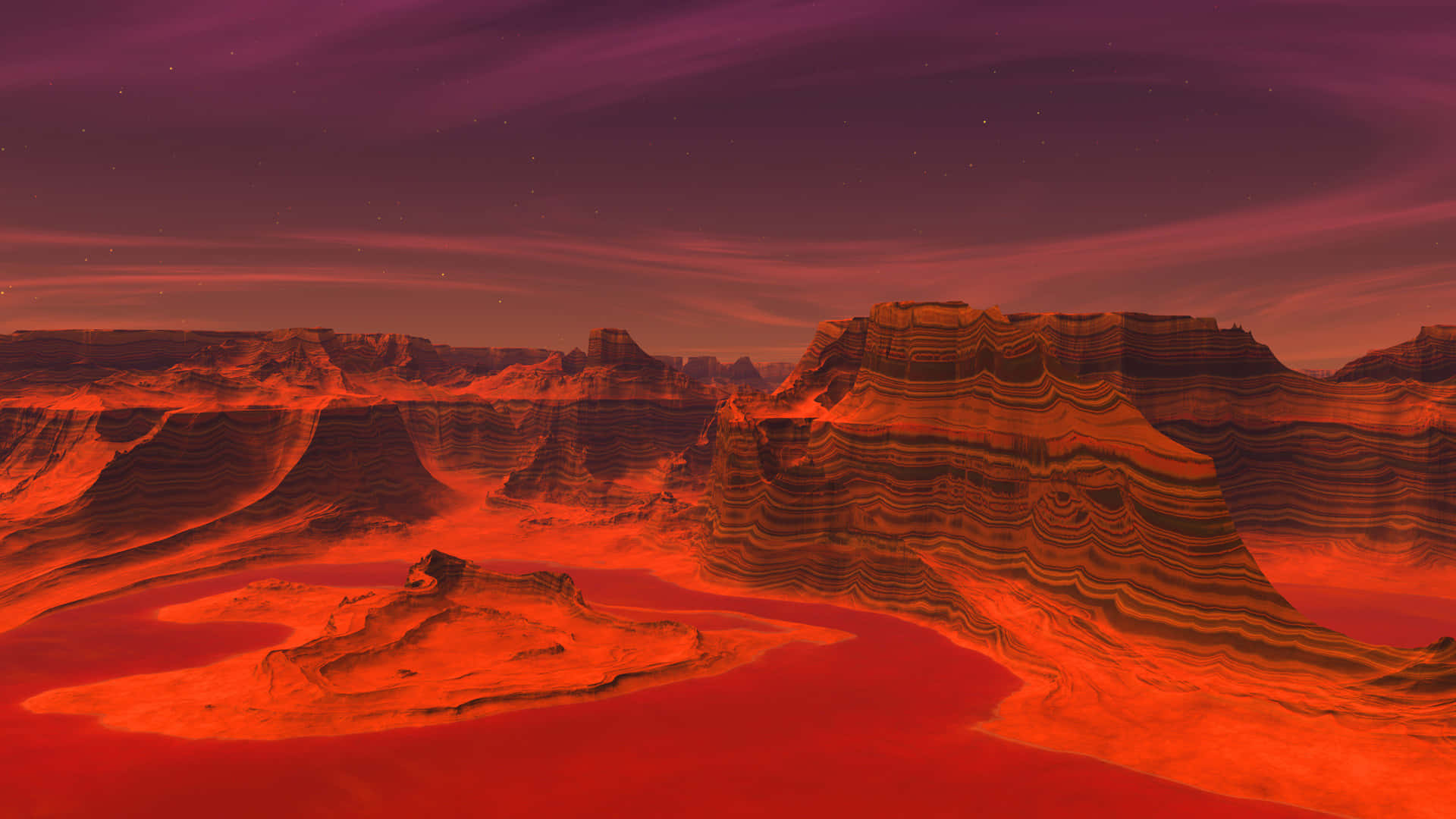 A Red Desert With A Red Sky